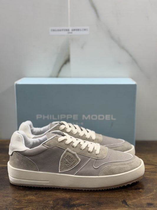 Philippe Model Nice Low Men Sneaker Uomo Pelle Grigia 43