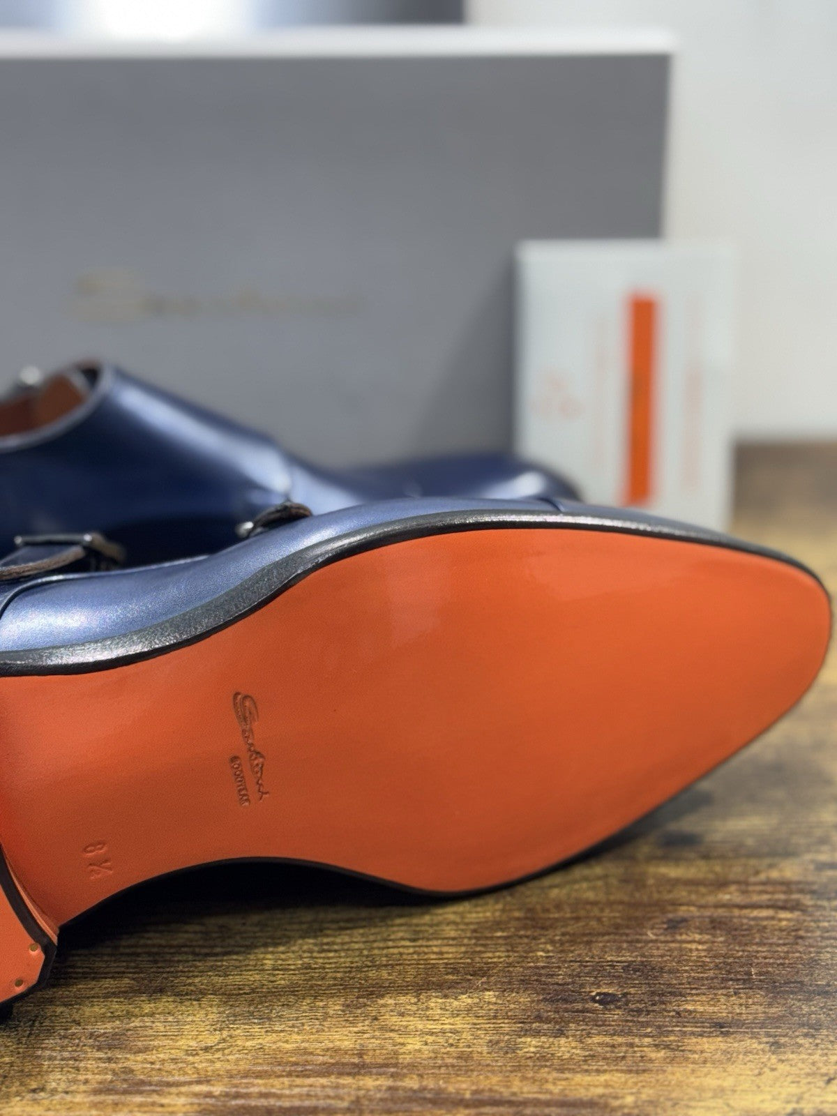 Santoni Doppia Fibbia Pelle Blu  Goodyear Luxury Tribute BMW Serie 5  Uomo 42.5
