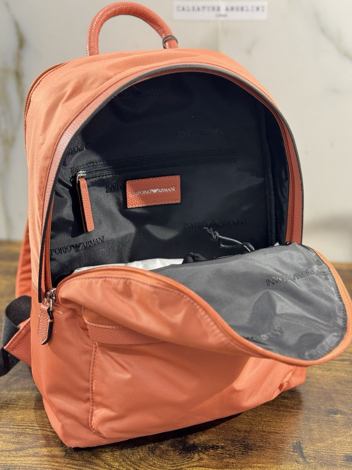 Emporio Armani Zaino Donna Arancio Recycled Nylon   Armani Woman Backpack