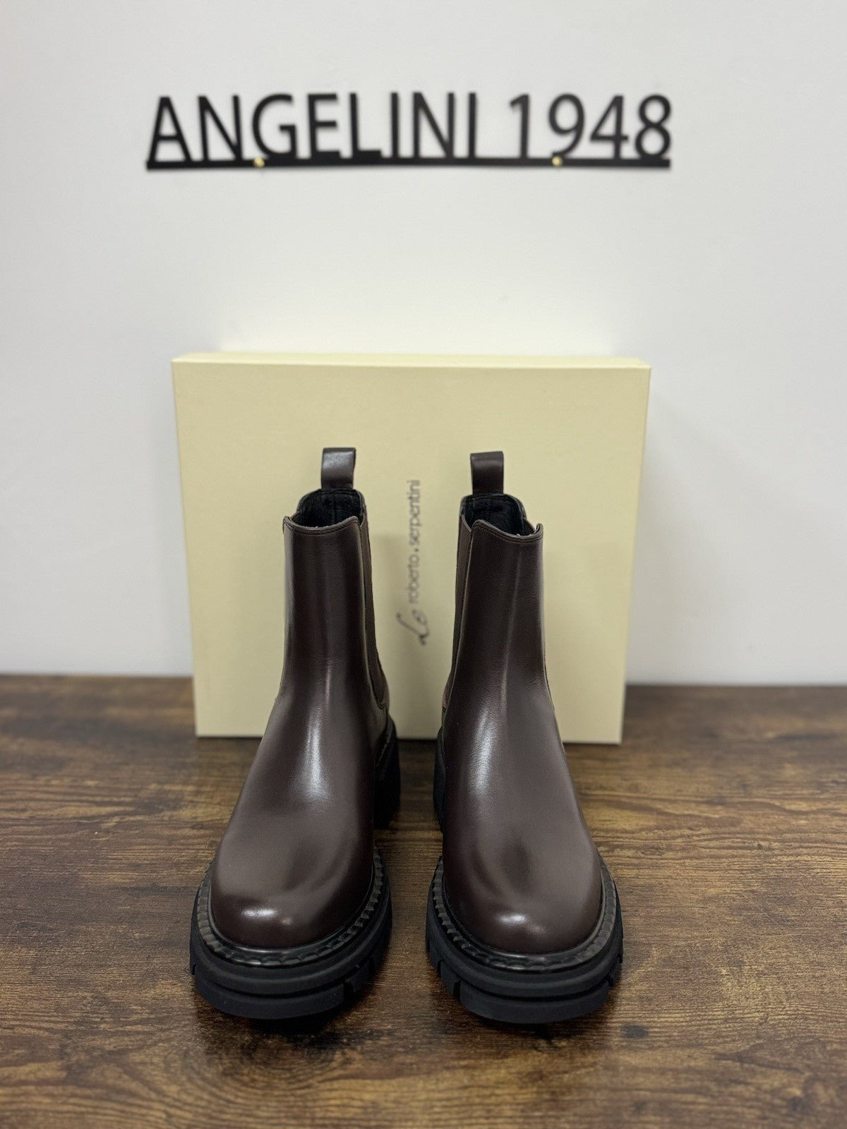 Roberto Serpentini Chelsea Boot Combat Pelle Marrone Casual Donna 41