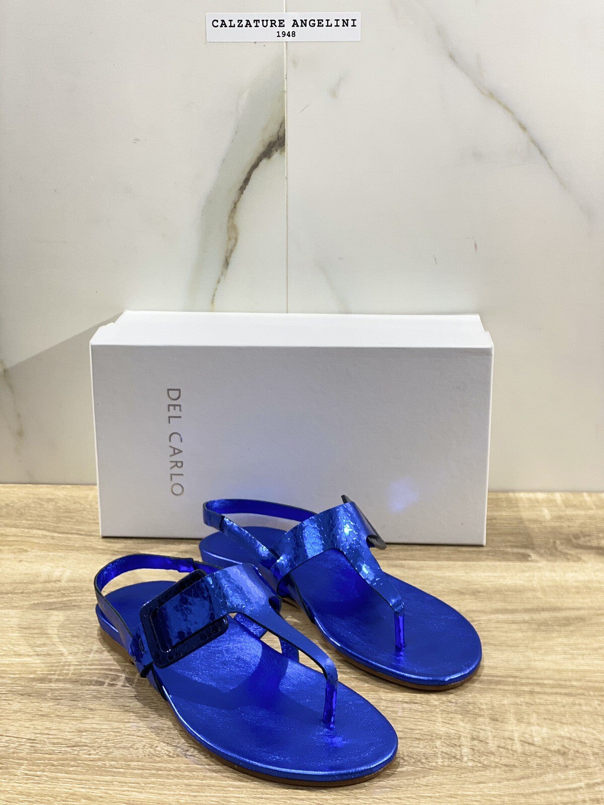 Del Carlo Sandalo Donna Dytt In Pelle Blu Luxury Woman Sandal 37
