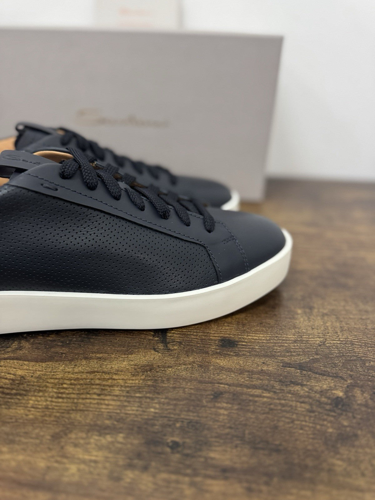 Santoni Sneaker Pelle Blu  Luxury Scarpa Santoni Uomo 42.5
