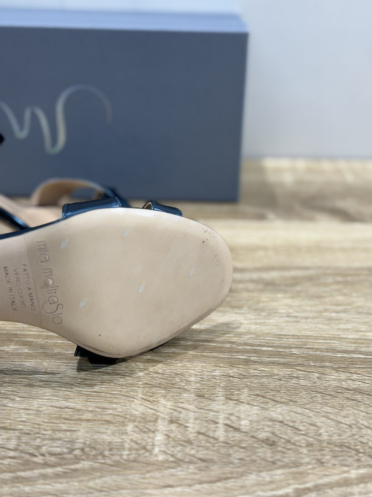 Mia Moltrasio Sandalo Donna In Raso Blu    Luxury Handmade Sandal 39