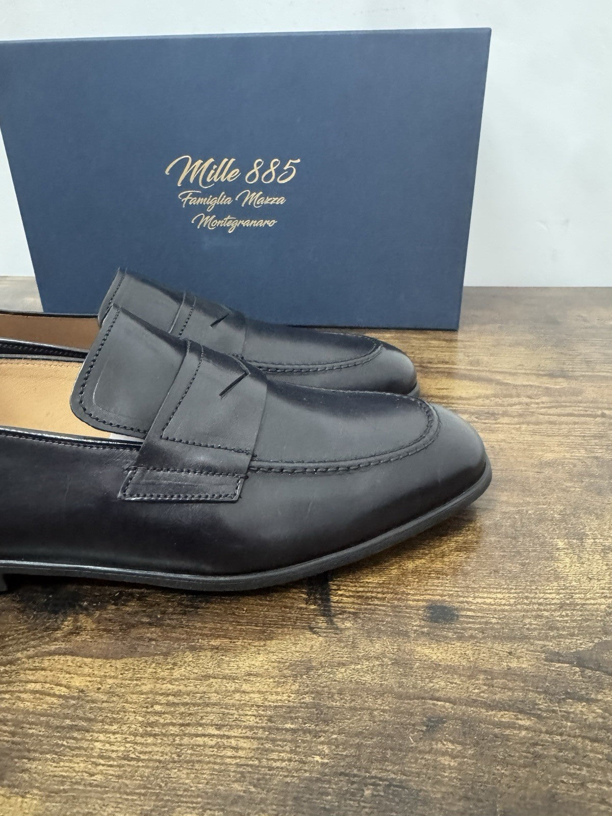 Mille 885 Mocassino Pelle Nero Made In Marche Casual Top Quality Uomo 39