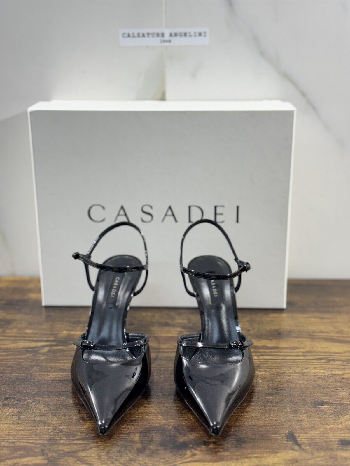 Casadei Sling Back Donna In Pelle Nera Tacco Blade Luxury Woman Casadei 40