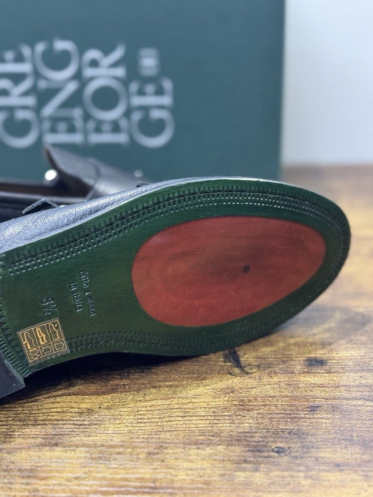 Green George Mocassino Doppia Fibbia Pelle  Cervo Nero Uomo 42.5