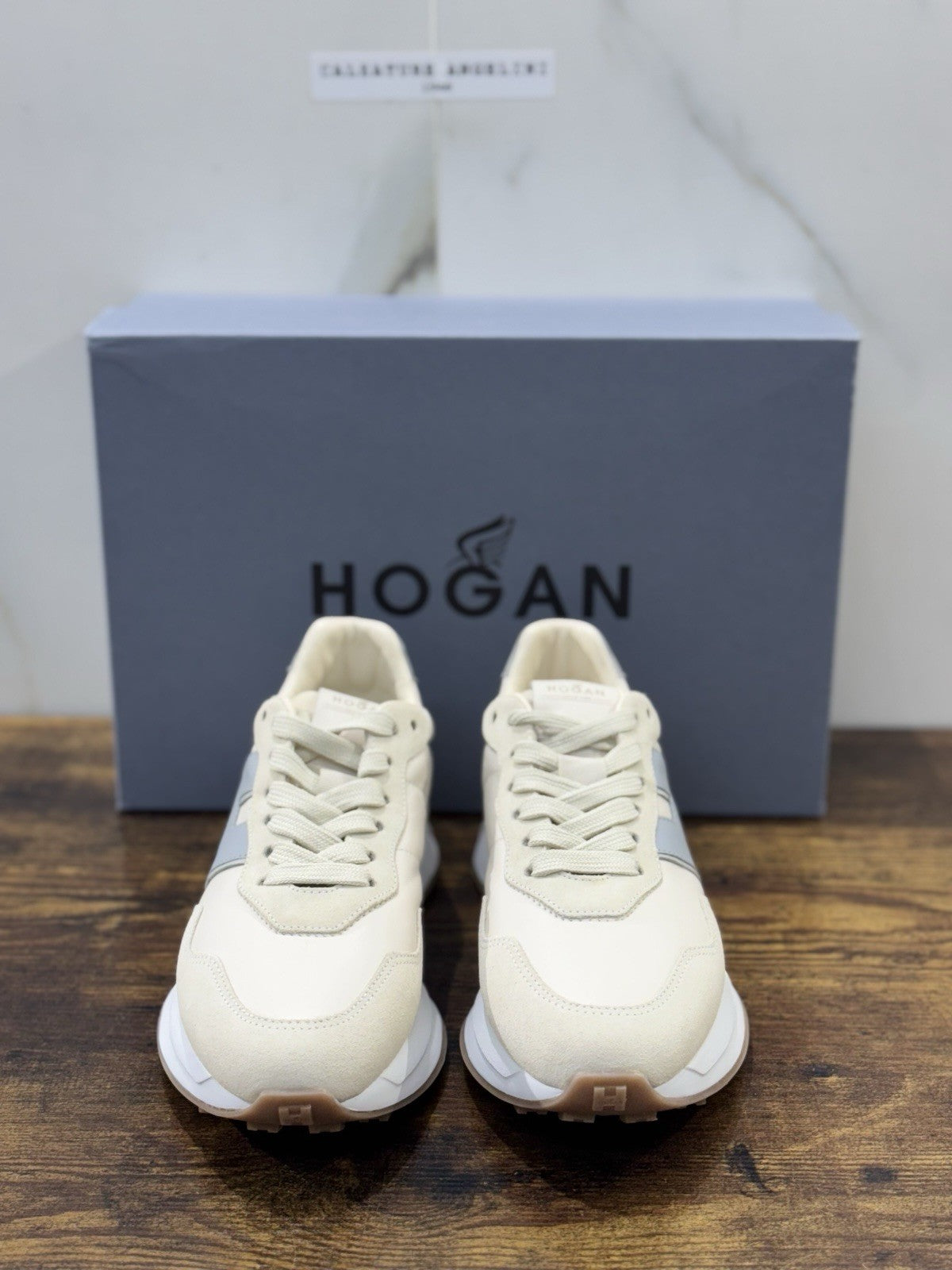 Hogan H641 Sneaker Pelle Beige Celeste Memory Foam        Hogan Scarpe Donna 40