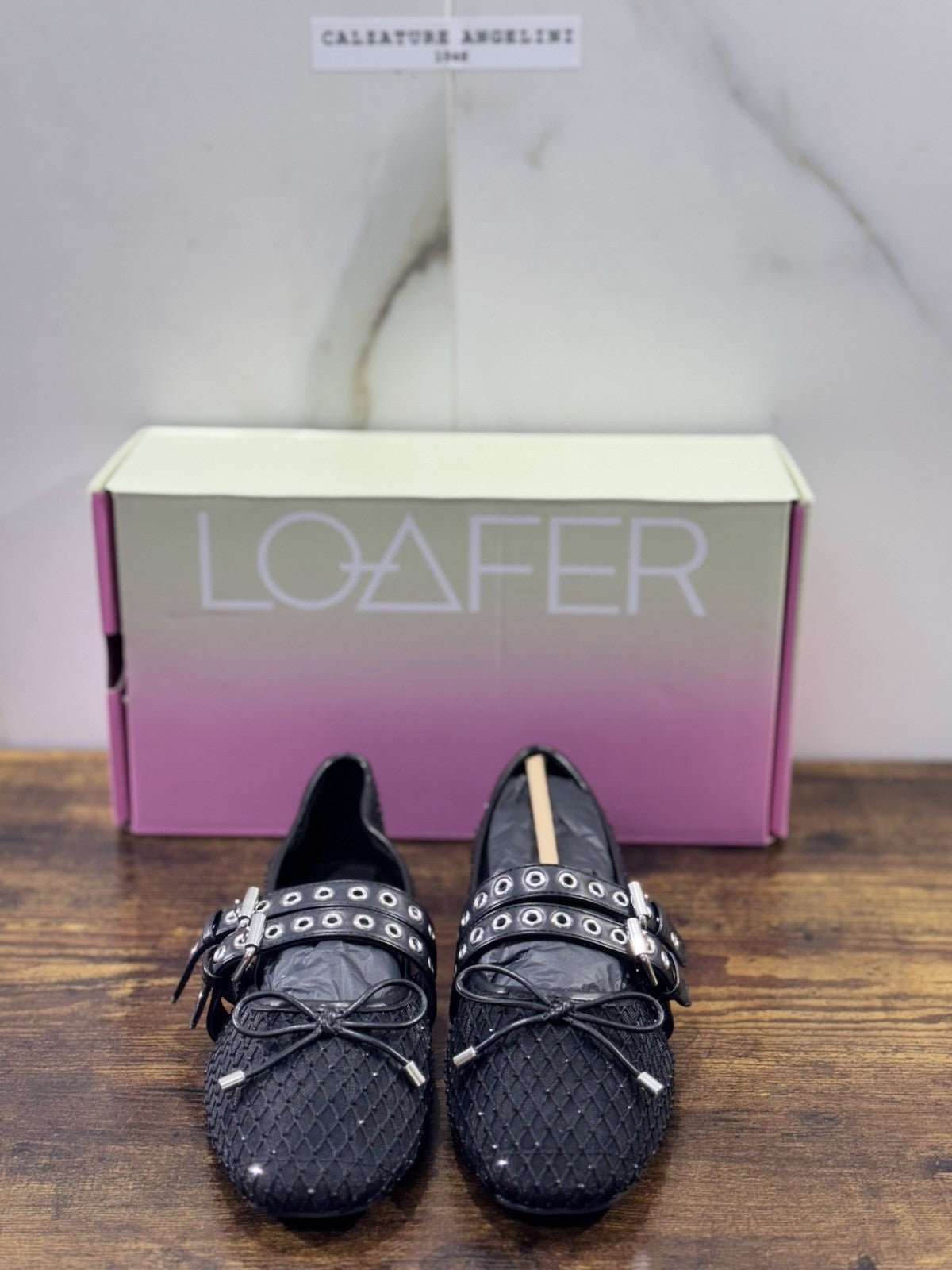 Ballerina Loafer Misty  Pelle Nero    Intrecciata Donna 36