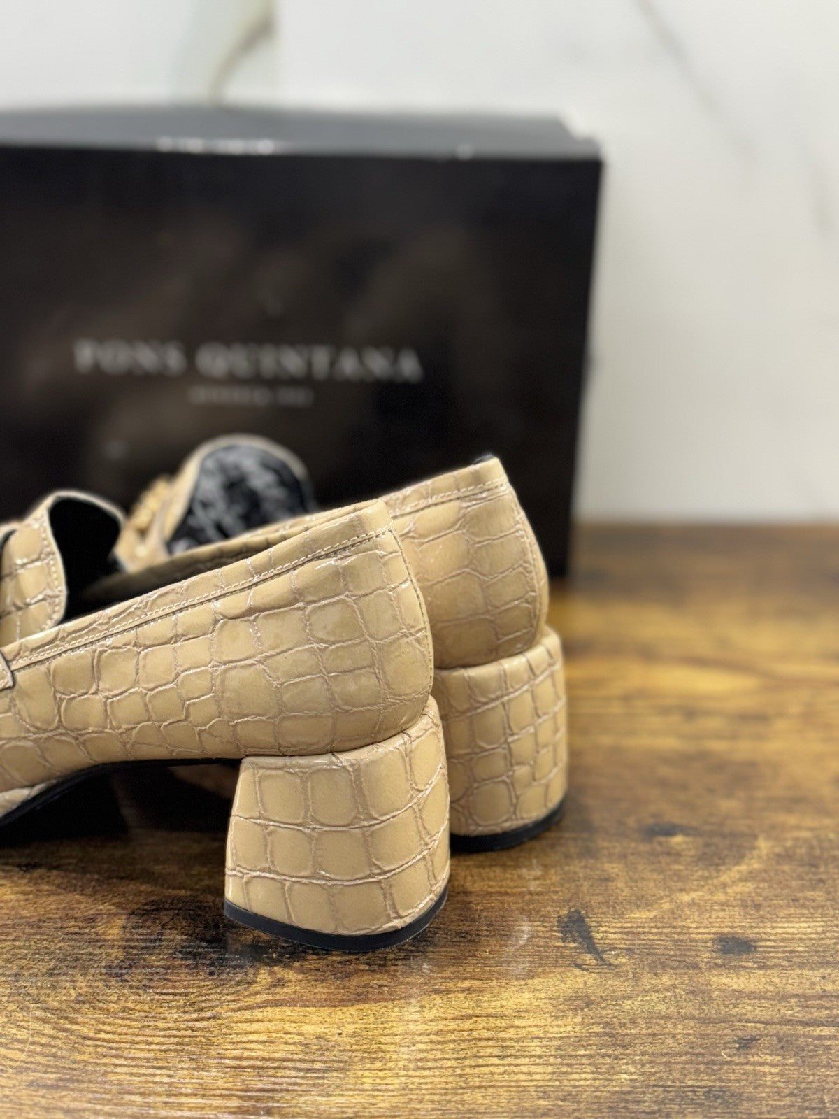 Pons Quintana Mocassino Donna Pelle Beige  Con Tacco  Casual Loafer 40