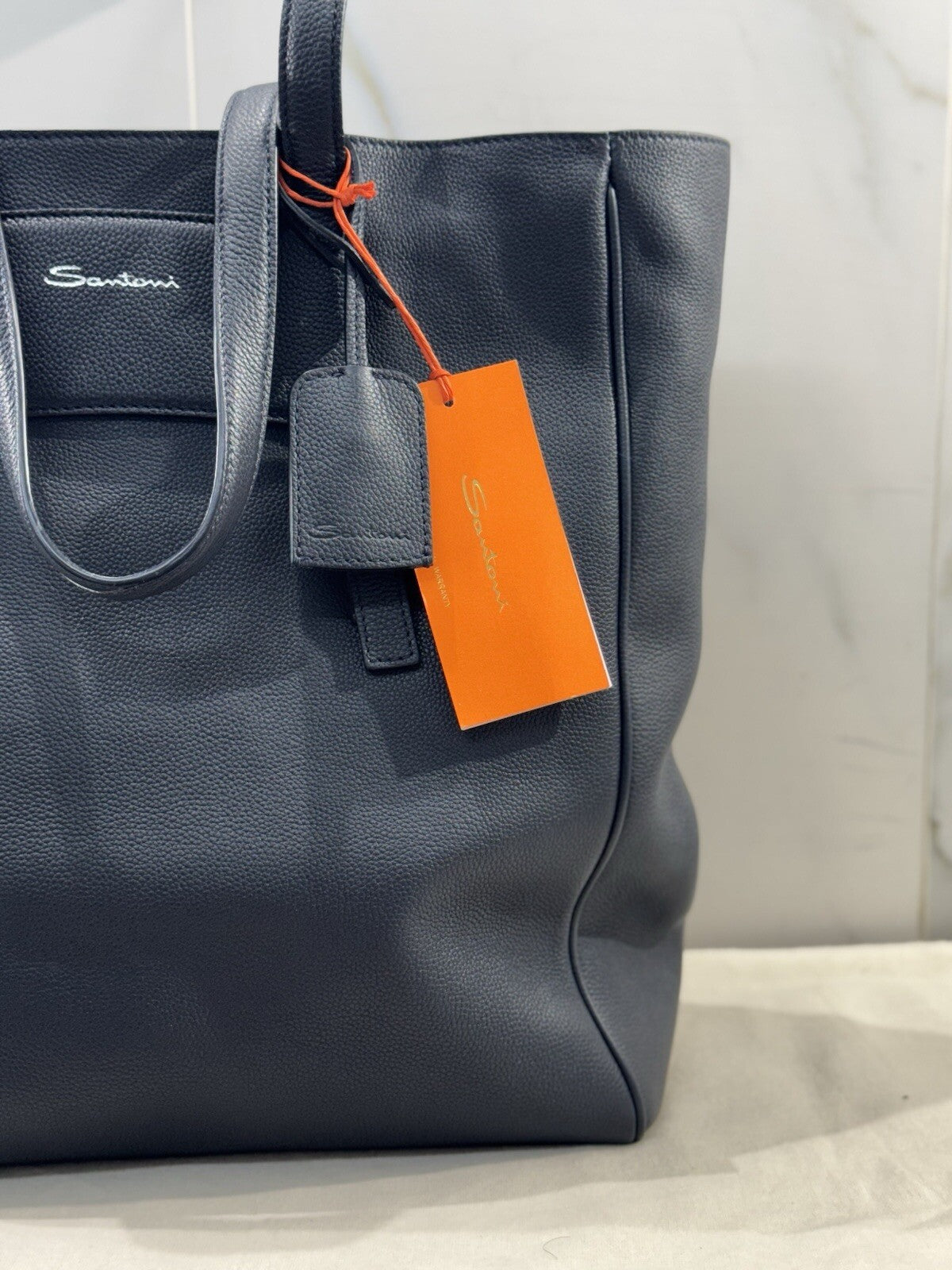 Borsa Santoni Donna Maxy Shopping In Pelle Blu  Luxury Woman Bag Santoni