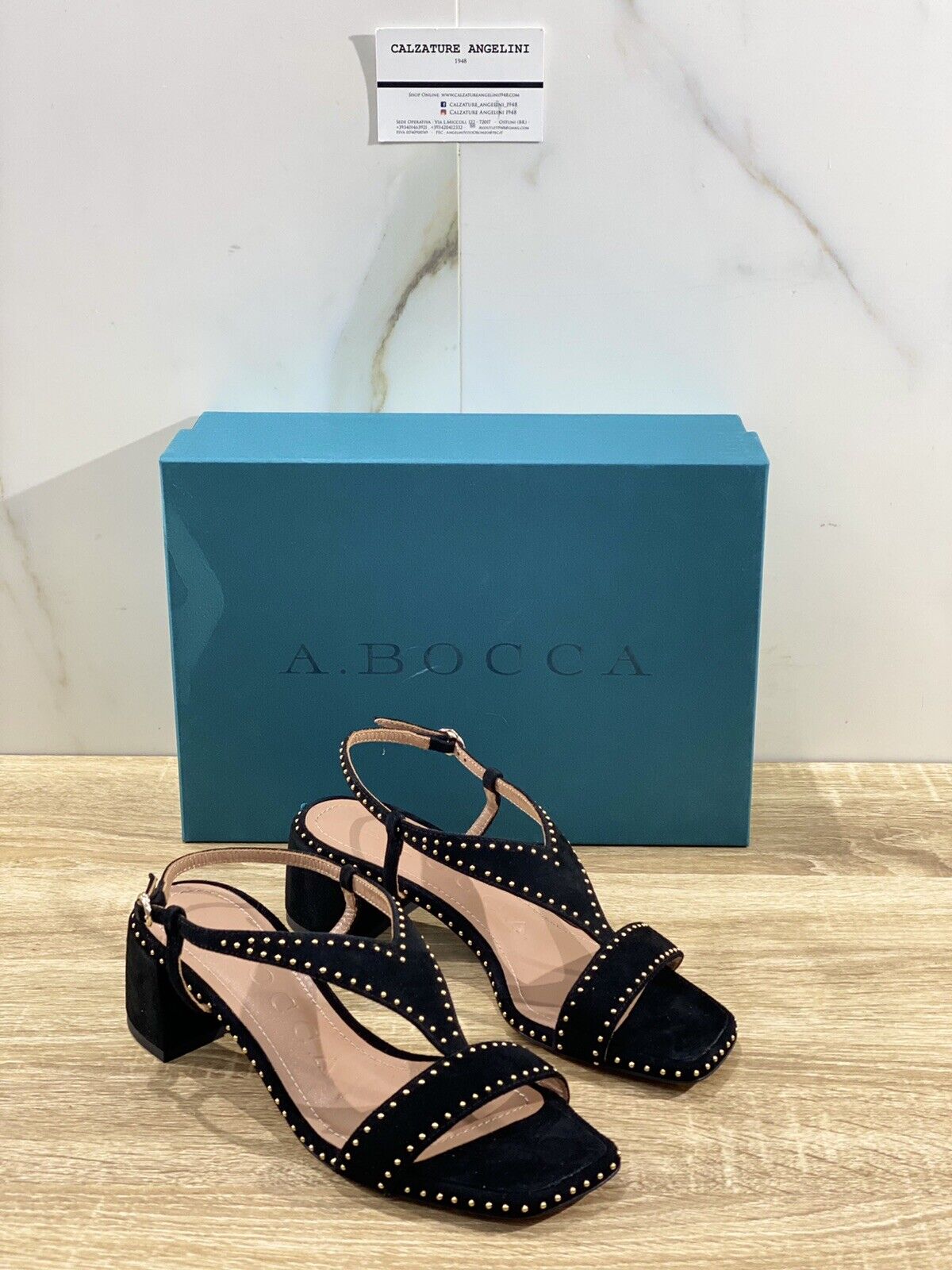 A.bocca Sandalo Donna AB2085A In Suede Nero    Luxury Sandal Woman 36