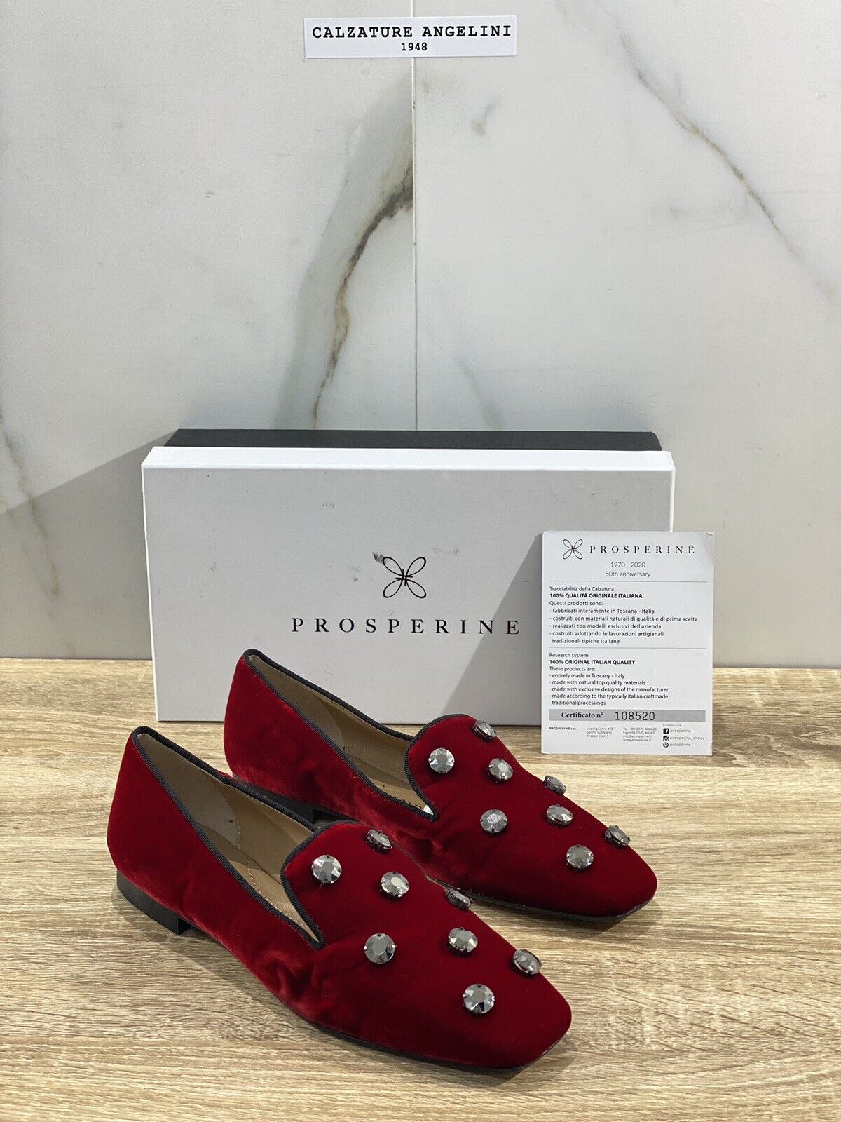 Prosperine Mocassino donna in Velluto Rosso luxury made in italy 36