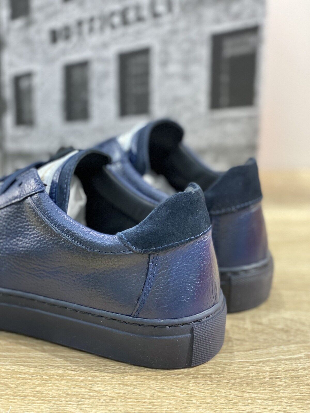 Botticelli Scarpa Uomo Icon Sneaker In Pelle Blu Luxury Made In Italy 39