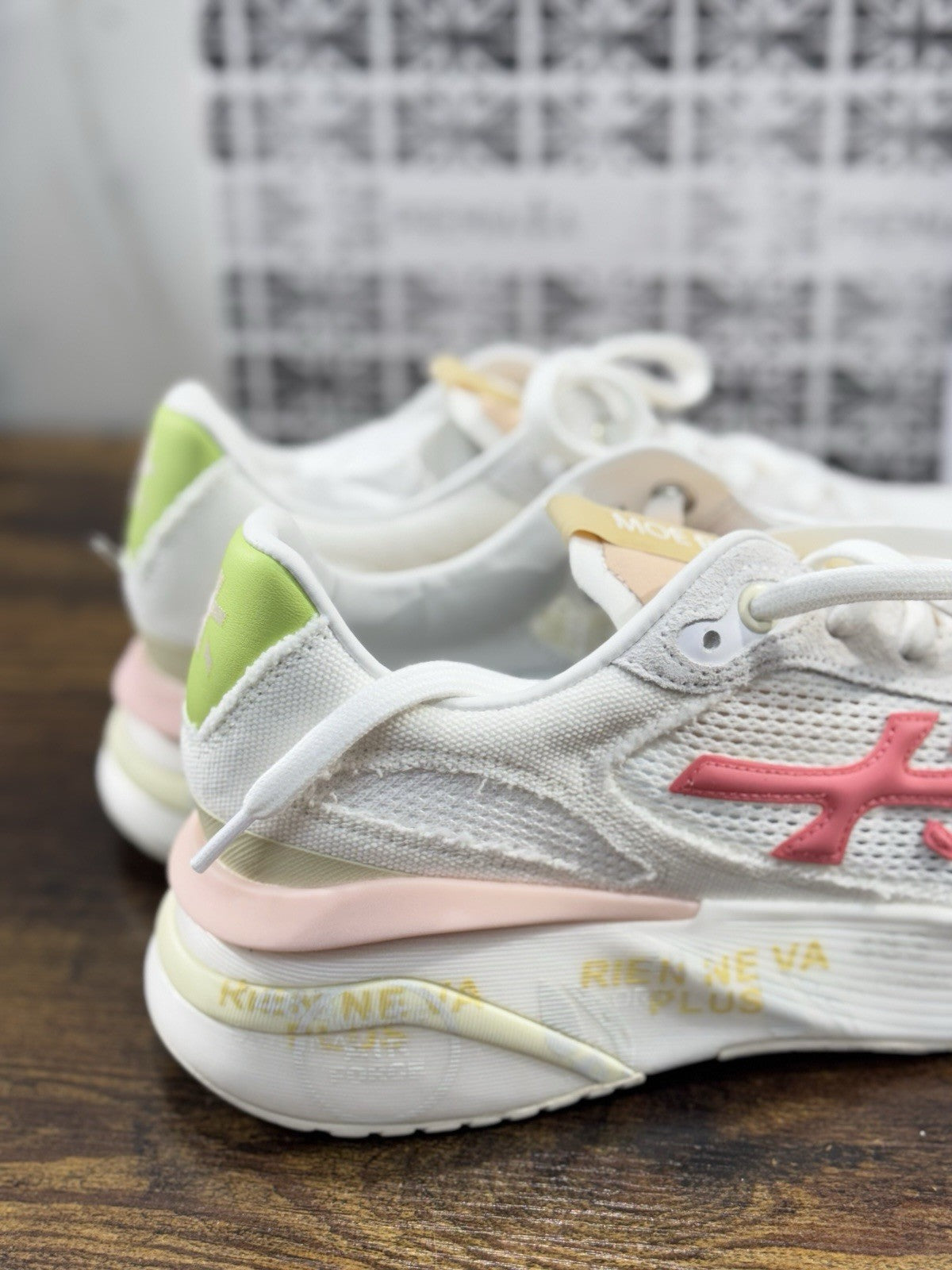 Premiata Moerun  Sneaker Pelle E TessutoBianca   Casual Premiata Scarpa Donna 41