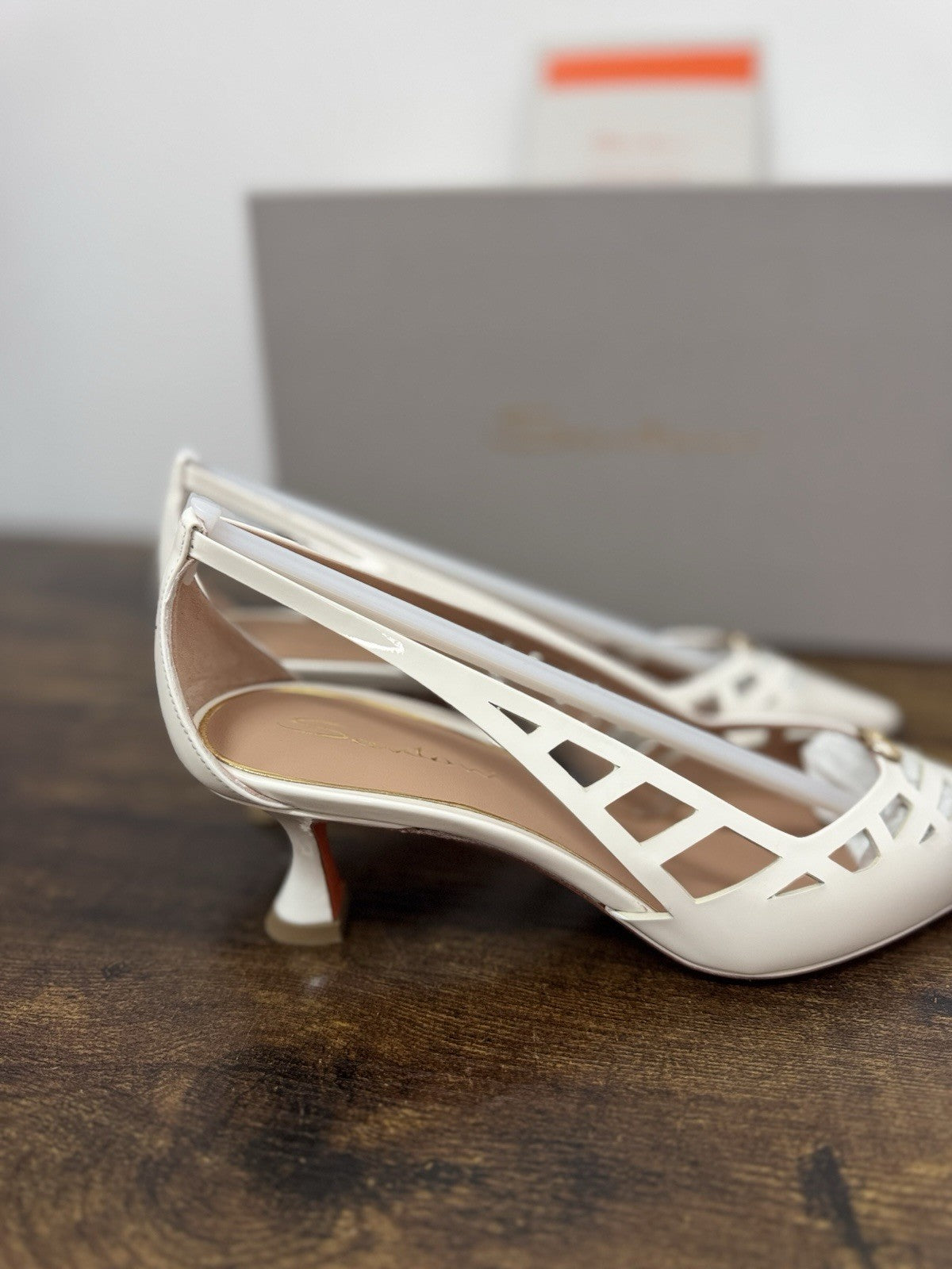 Santoni Décolleté Vernice Bianco Con Tacco  Scarpa Santoni Donna 36.5