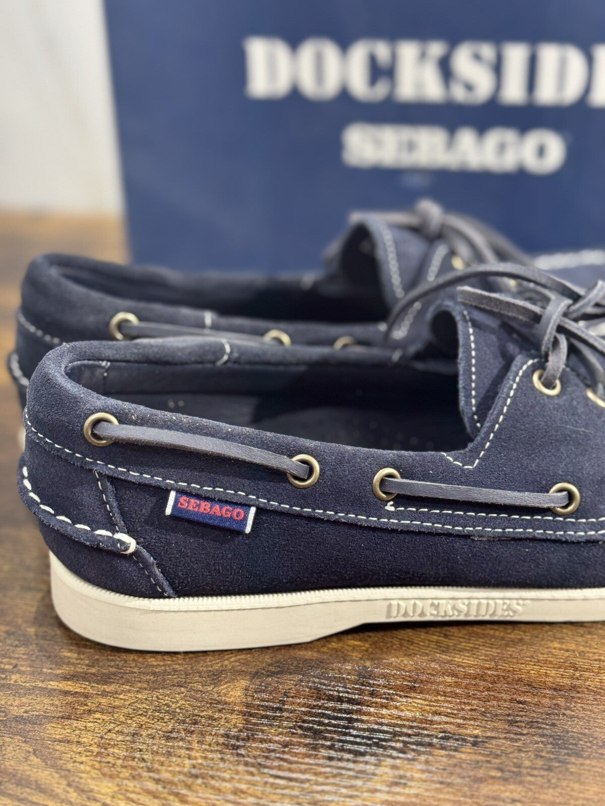 Sebago Docksides Portland Suede Blu   Scarpa Da Barca Uomo Sebago 46.5