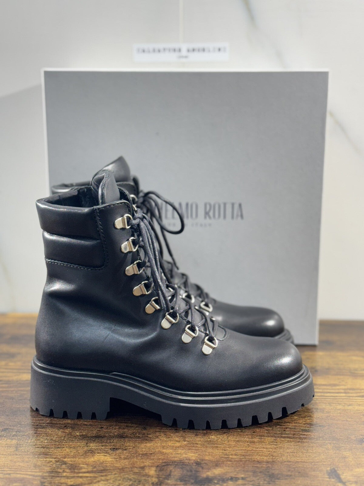 Guglielmo Rotta Mountain Boot Donna Pelle Nero Extra Light Made In Italy 40