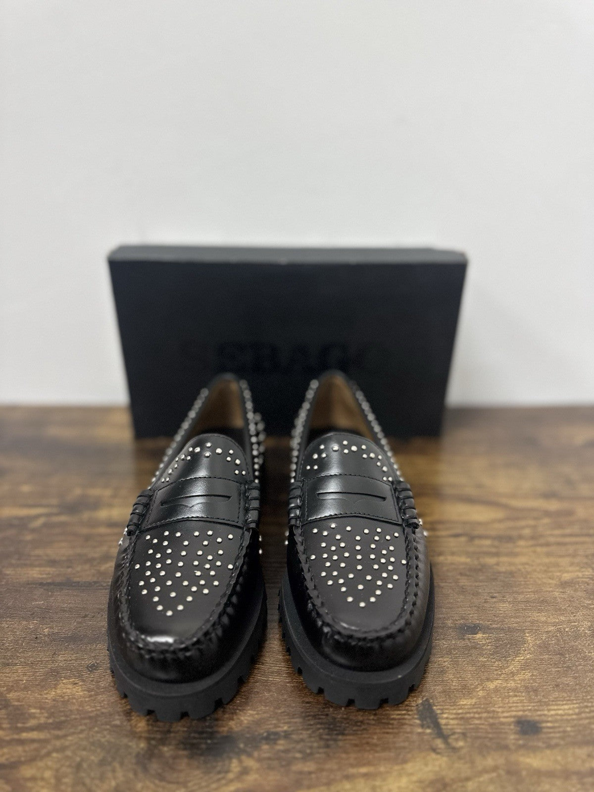 Sebago Dan Lug Studs Pelle Nero Mocassino Sebago Donna 38
