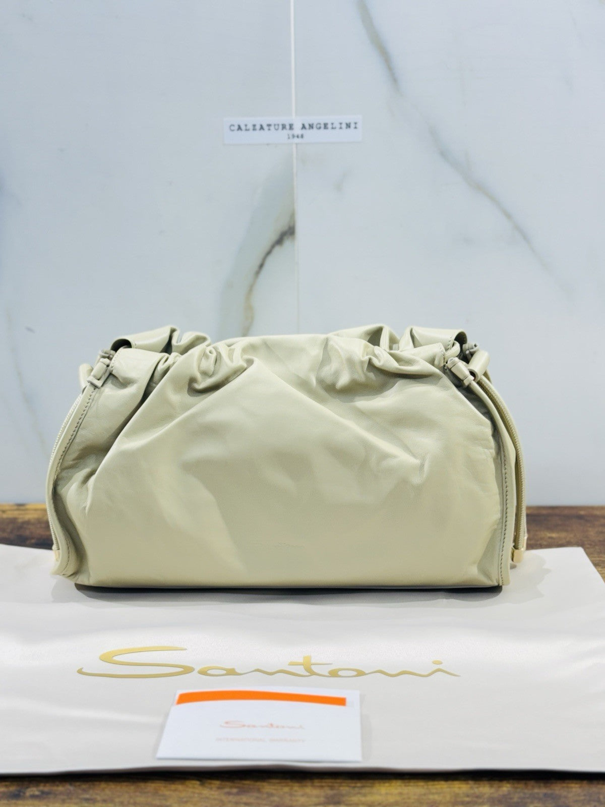 Santoni Borsa Nappa Pelle Verde Luxury Bag Santoni Pochette Donna 