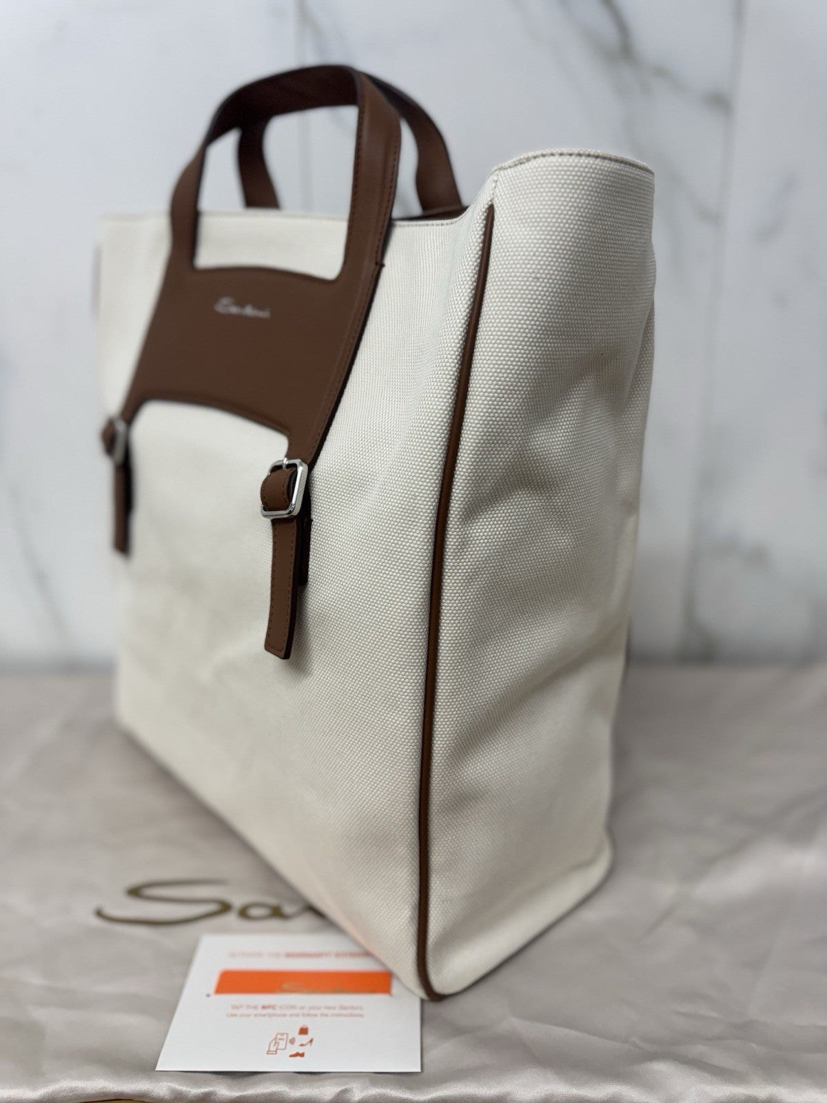 Santoni Borsa Shopping Unisex Pelle Cuoio Luxury Santoni Borsa Donna
