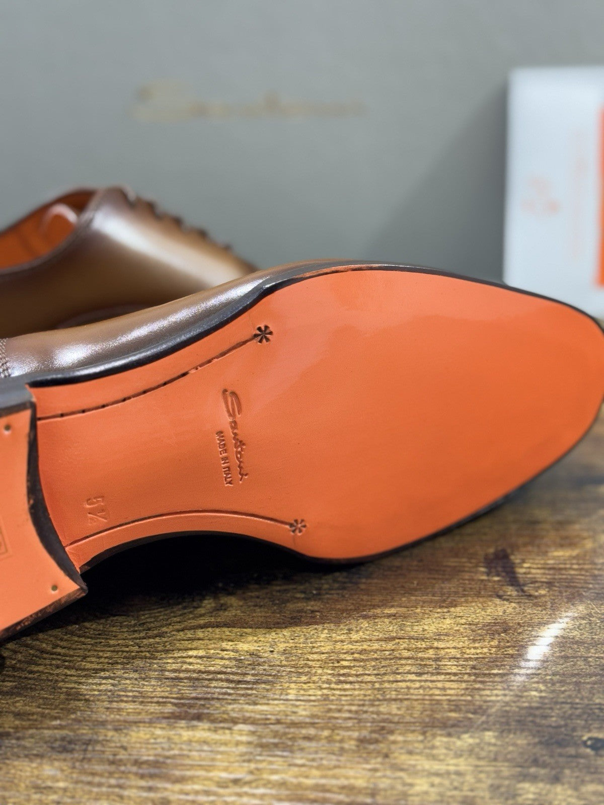 Santoni Stringata Oxford Pelle Cuoio Luxury Santoni Scarpa Uomo 39.5