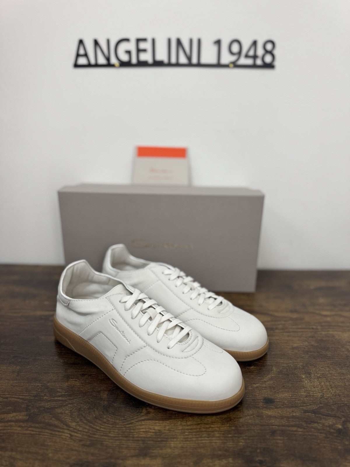 Santoni Sneaker Pelle Bianca Luxury Scarpa Santoni Uomo 42.5