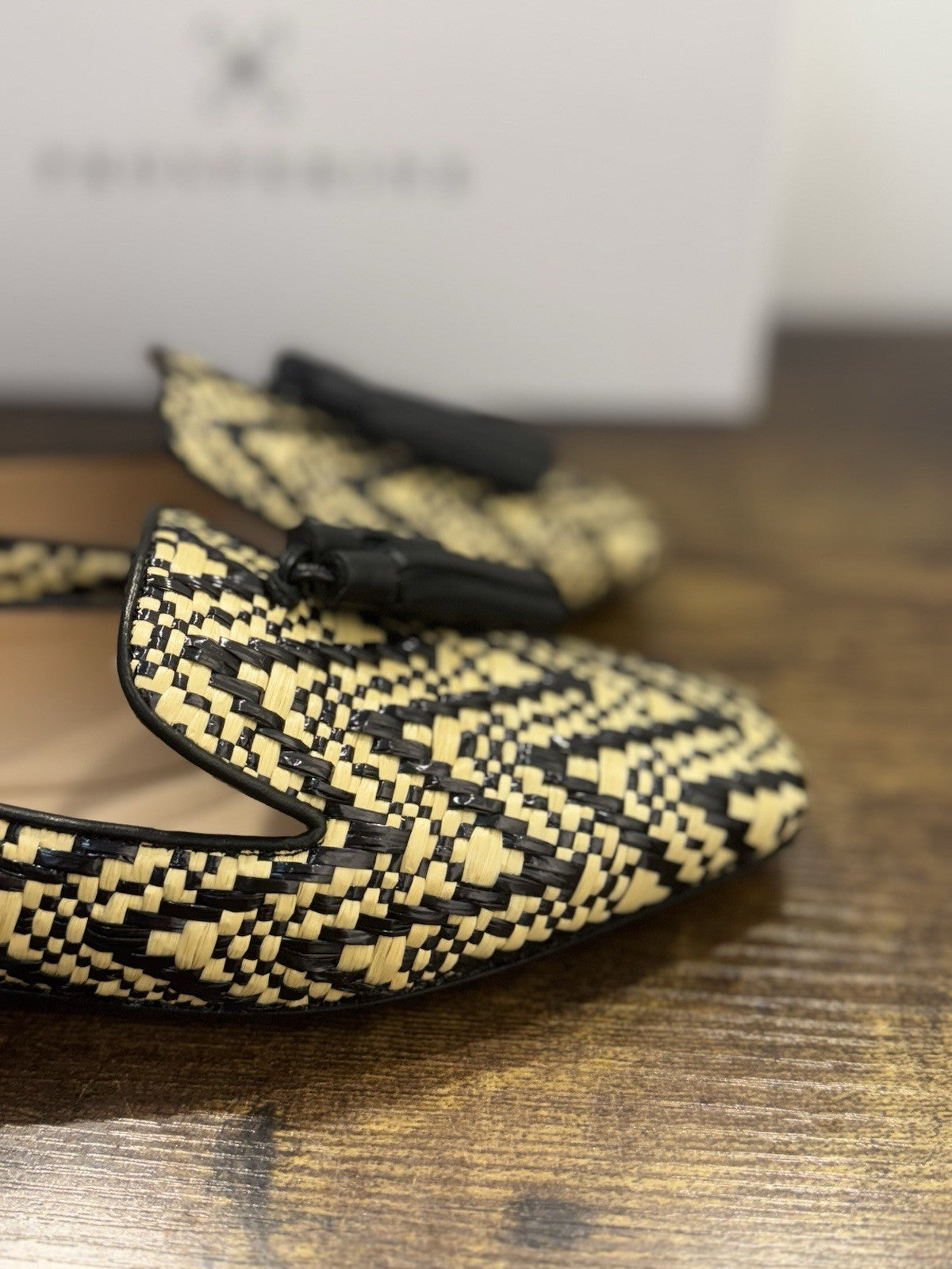 Prosperine Mocassino In Raffia Nero Beige Nappine  Casual Flat Shoes Donna 37
