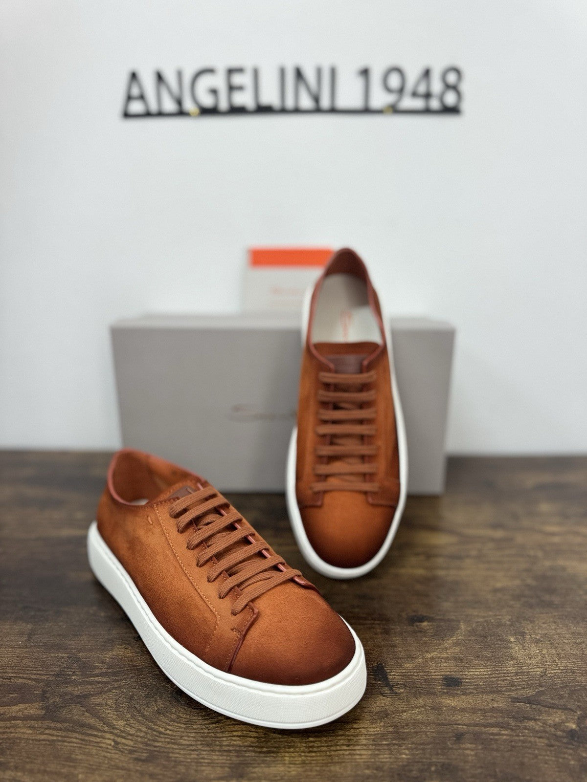 Santoni Sneaker Icon  Pelle Suede Orange Luxury Scarpa Santoni Uomo 41.5