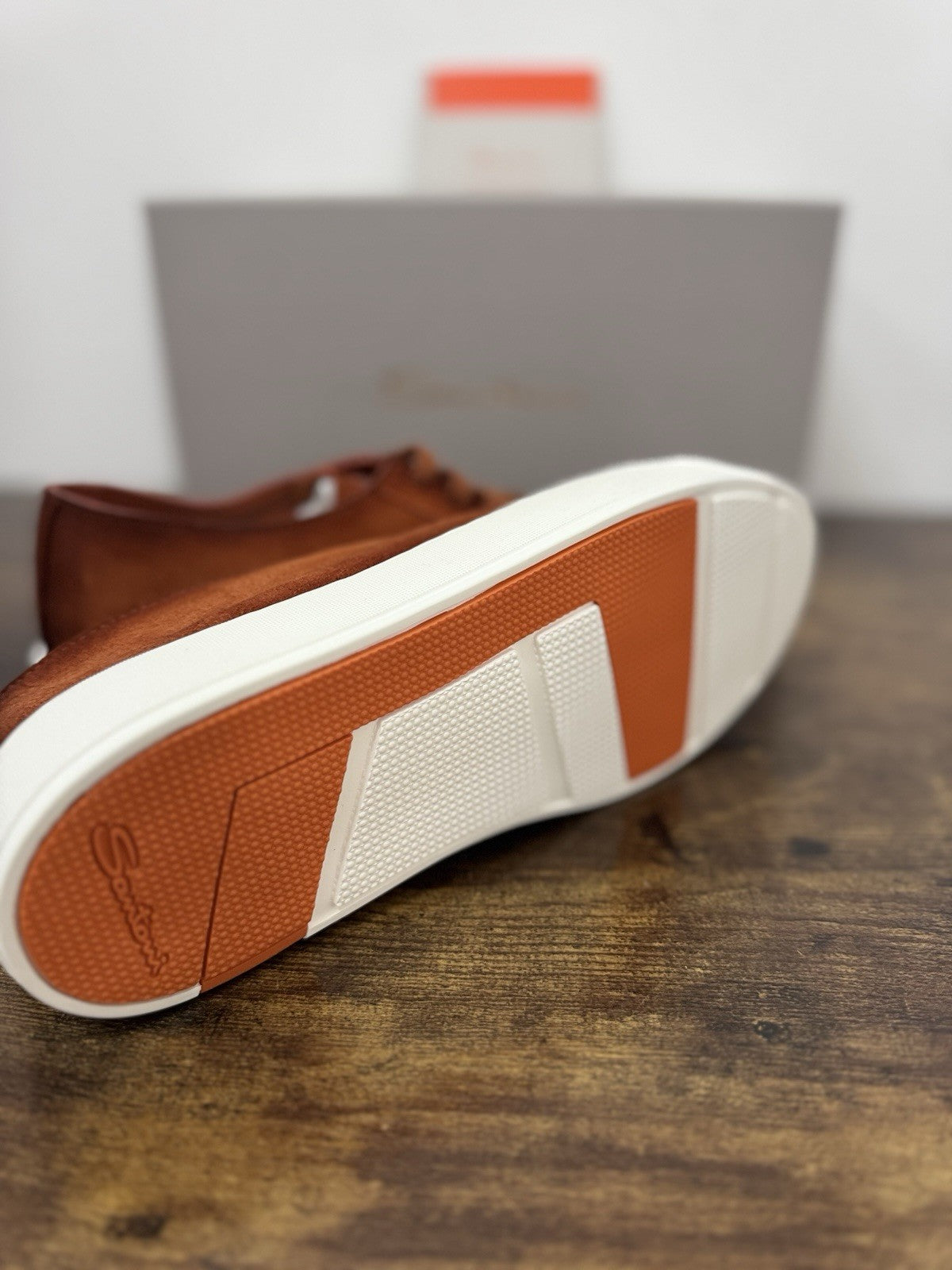 Santoni Sneaker Icon  Pelle Suede Orange Luxury Scarpa Santoni Uomo 41.5