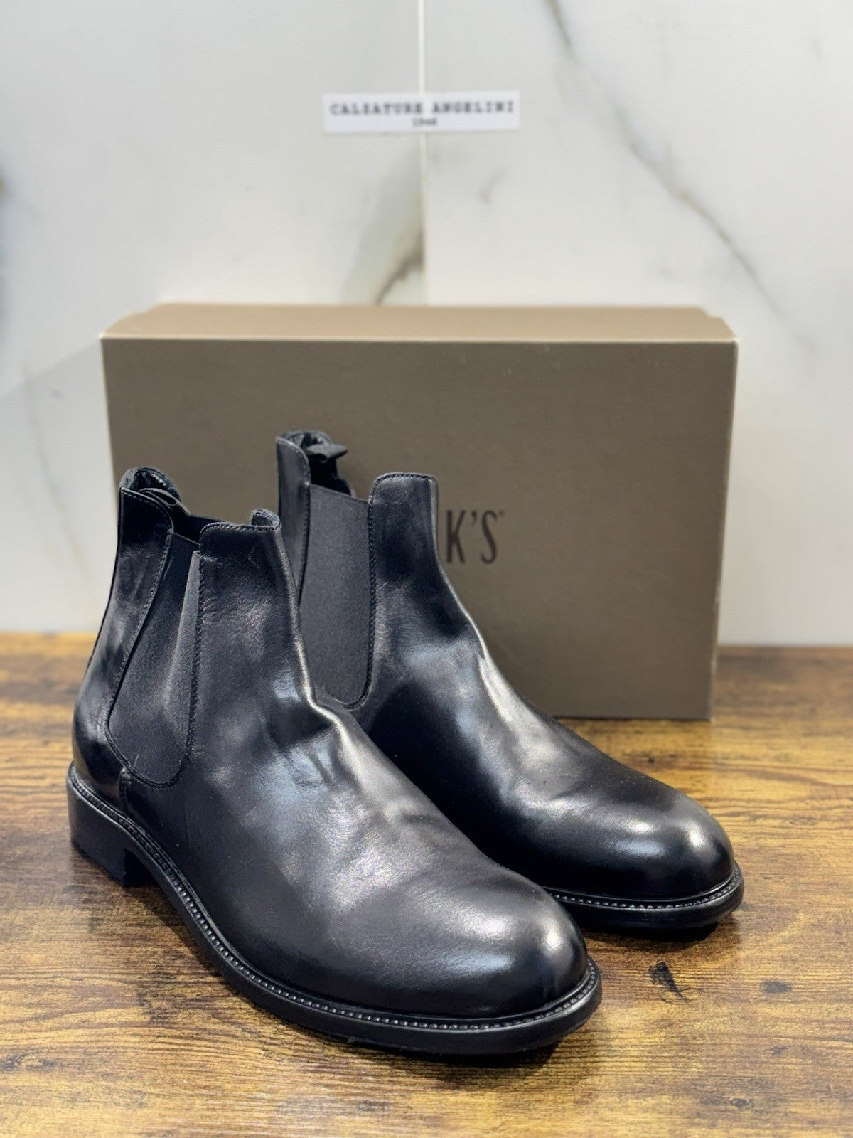 Pawelk’s Chelsea Boot Uomo Pelle Nera Hand  Made In Italy 45