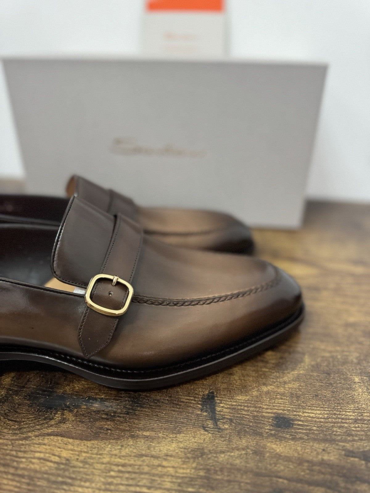 Santoni Mocassino Mono Buckle Goodyear Pelle Anticata Luxury Santoni Scarpa 44