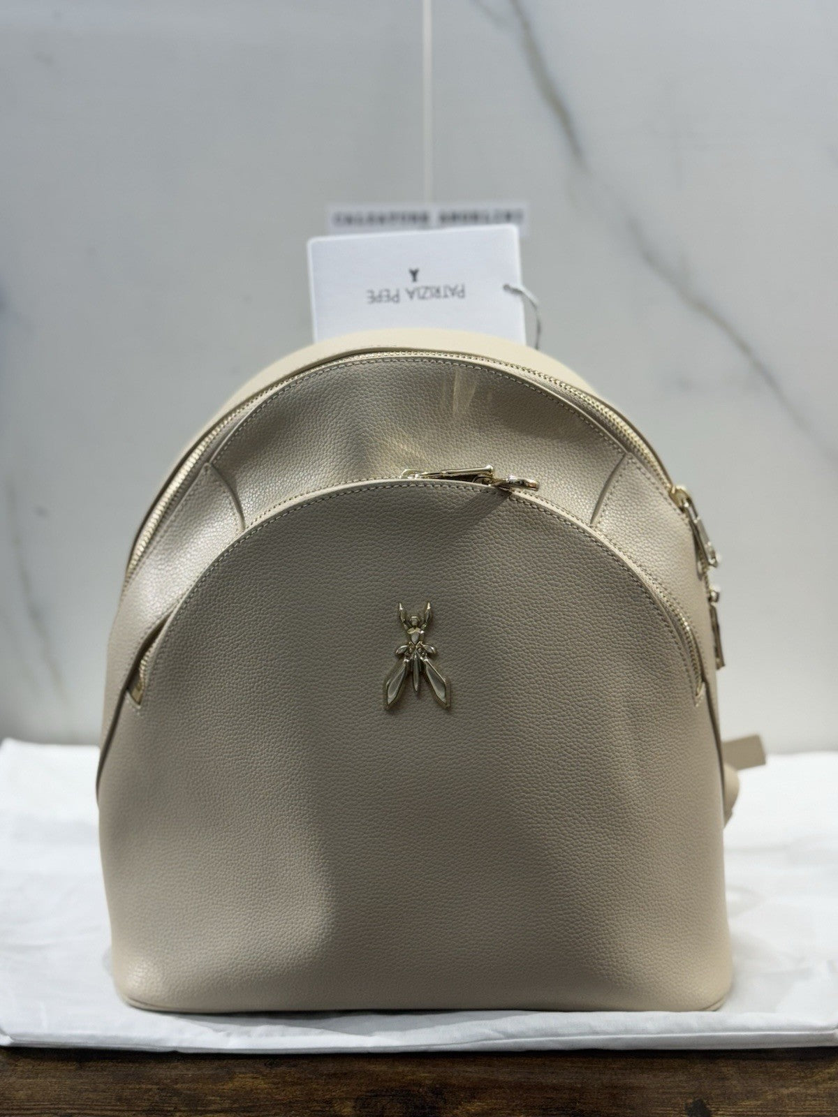 Patrizia Pepe Borsa Zaino 100% Pelle Sand  Backpack  Casual Donna