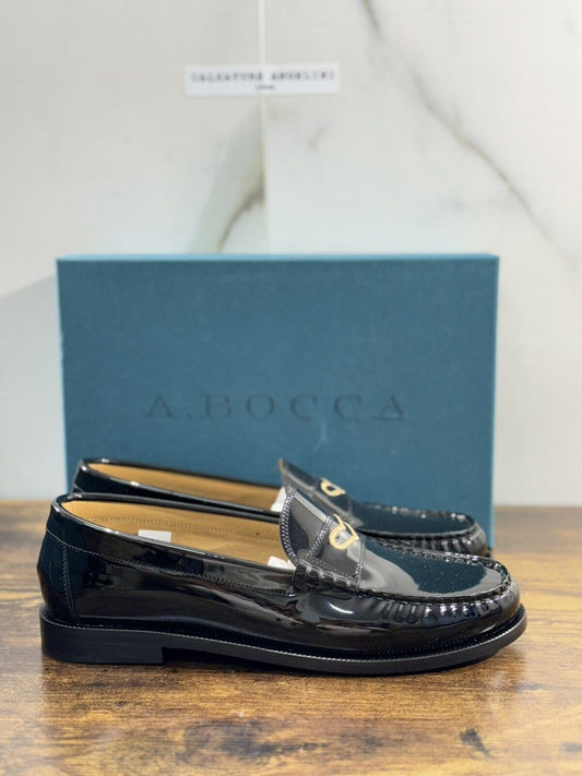 A.Bocca Mocassino  Donna Pelle  Nero    Vernice College  Luxury Handmade 40