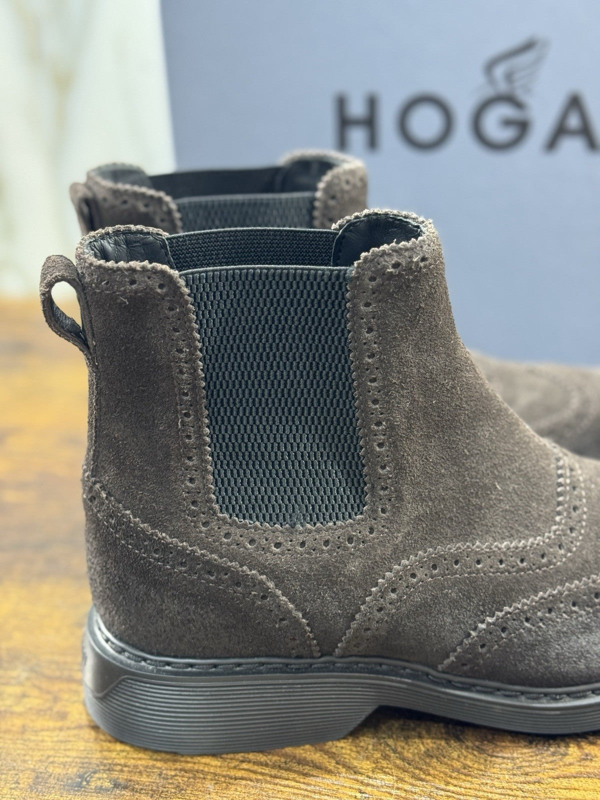 HOGAN scarpe  Stivaletto Chelsea H576 in Pelle  Marrone  con impunture Uomo 39.5
