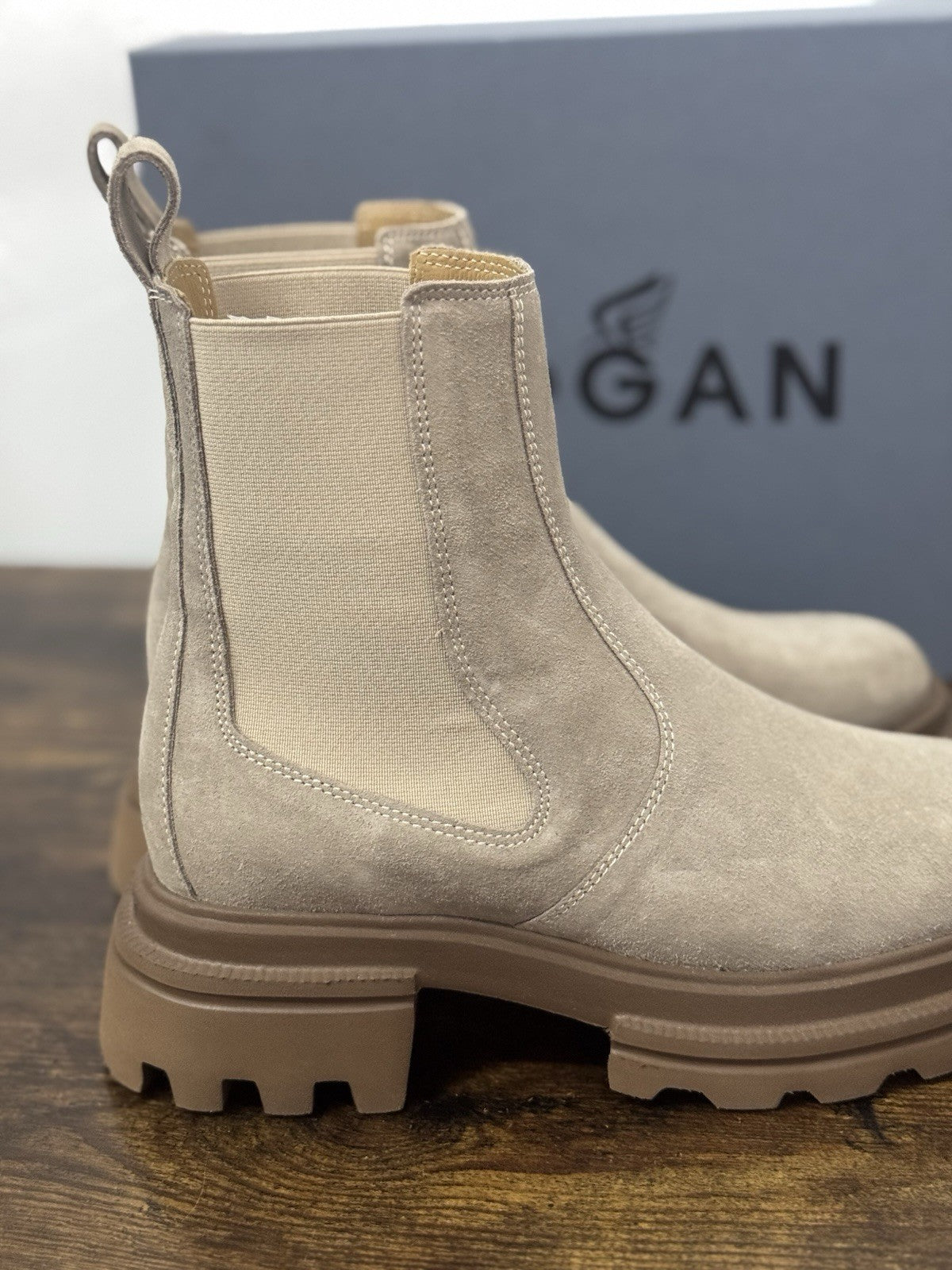 Hogan H674 Chelsea  Boot Pelle Suede Beige  Extra Light Memory Foam Donna 36.5