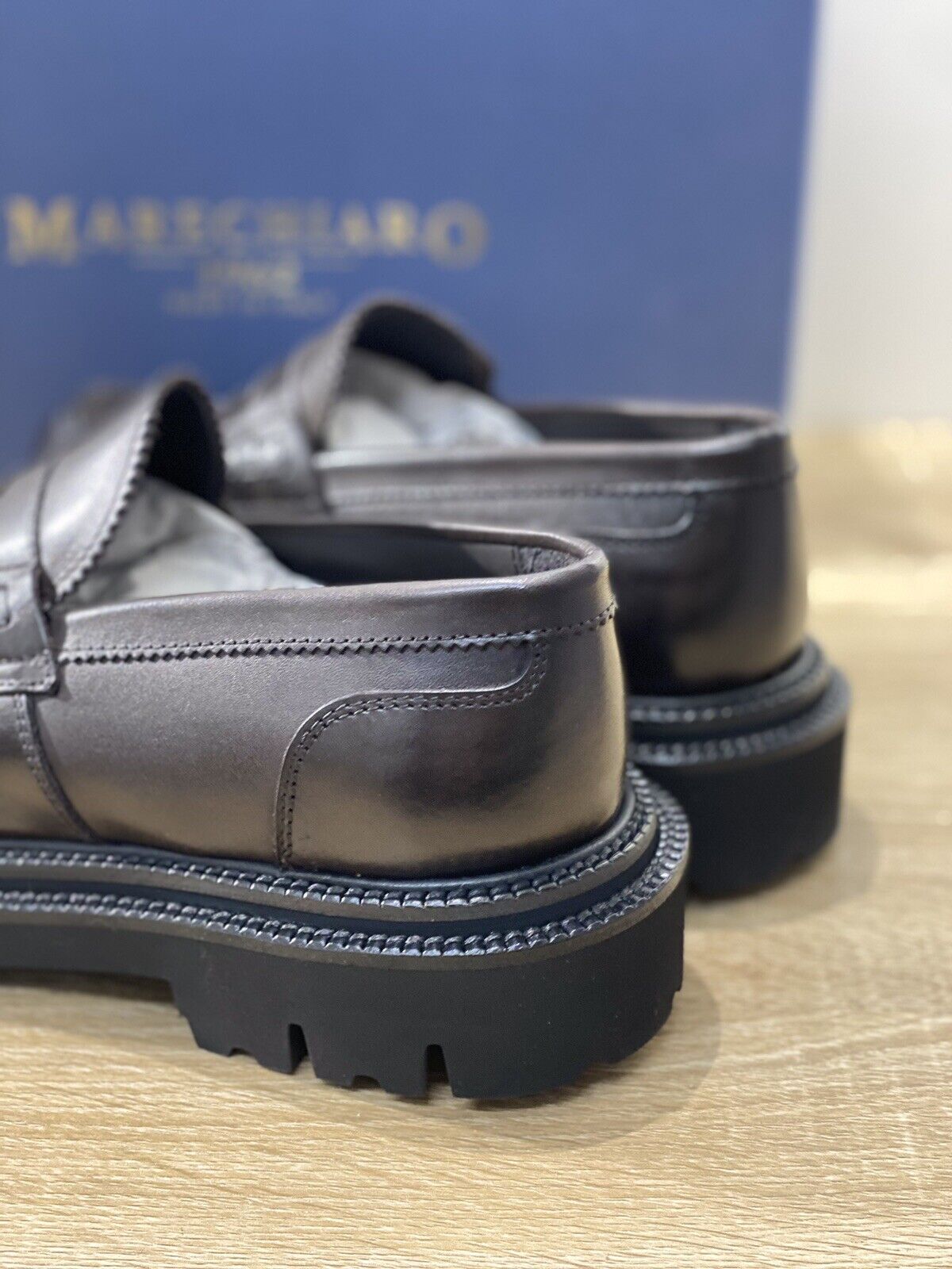 Marechiaro 1962 mocassino uomo marrone pelle fondo commando casual shoes 39