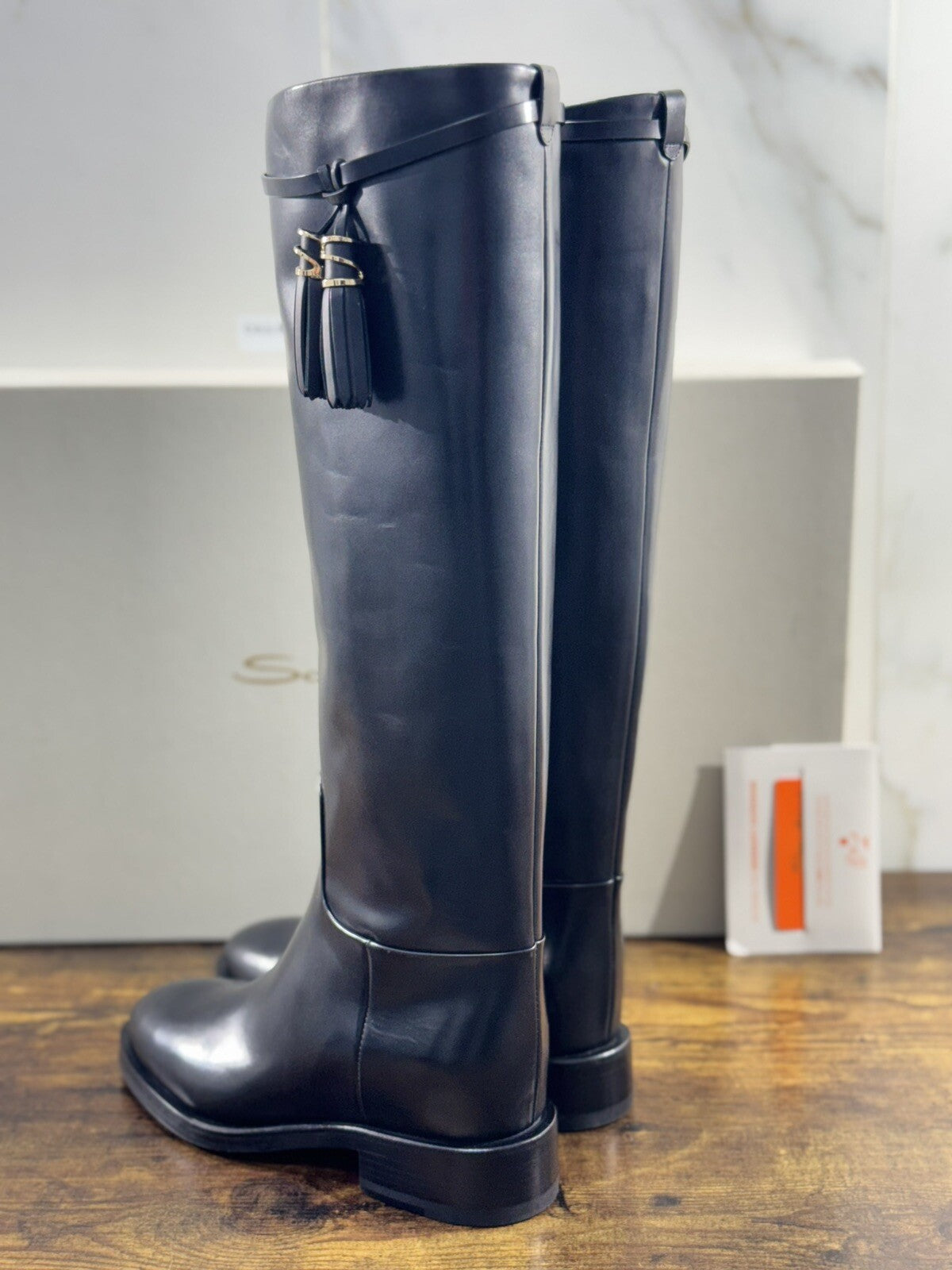 Santoni Stivali Donna In Pelle Anticata A Mano Luxury Woman Boot Santoni 37.5