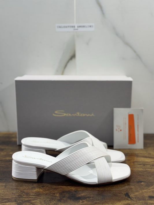 Santoni Sandalo  Pelle Bianco   Luxury Santoni Scarpe Donna 41