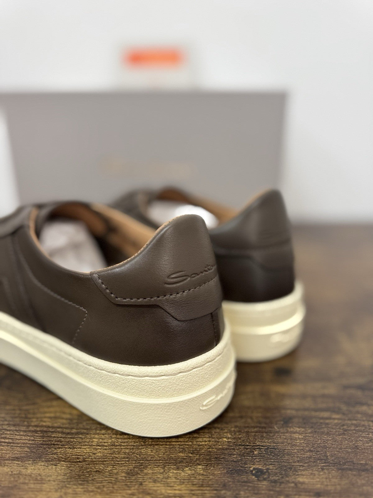 Santoni Sneaker Pelle Marrone Luxury Scarpa Santoni Uomo 45