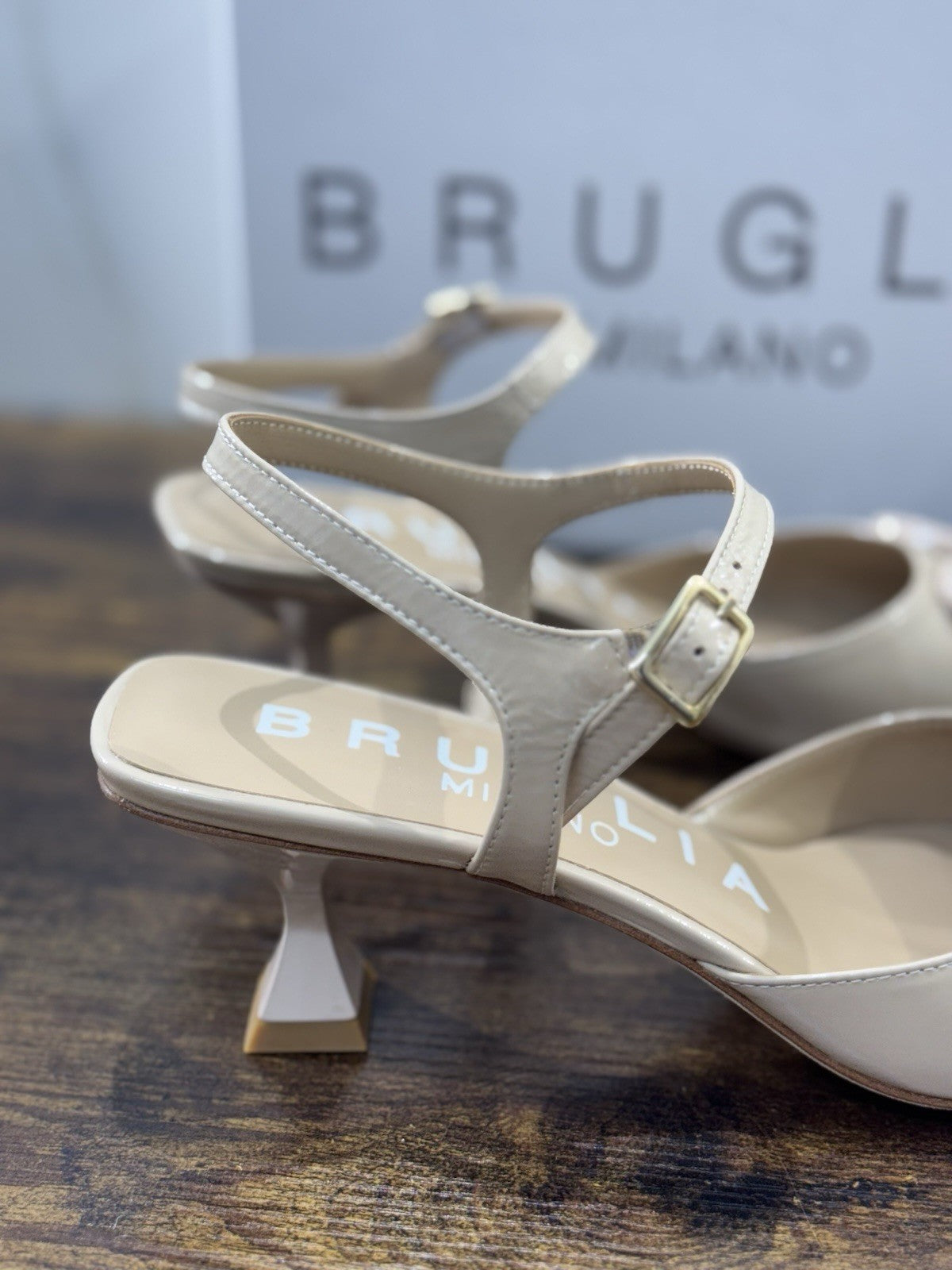 Bruglia Milano Slingback Beige Con Tacco Top Quality Scarpe Donna 41