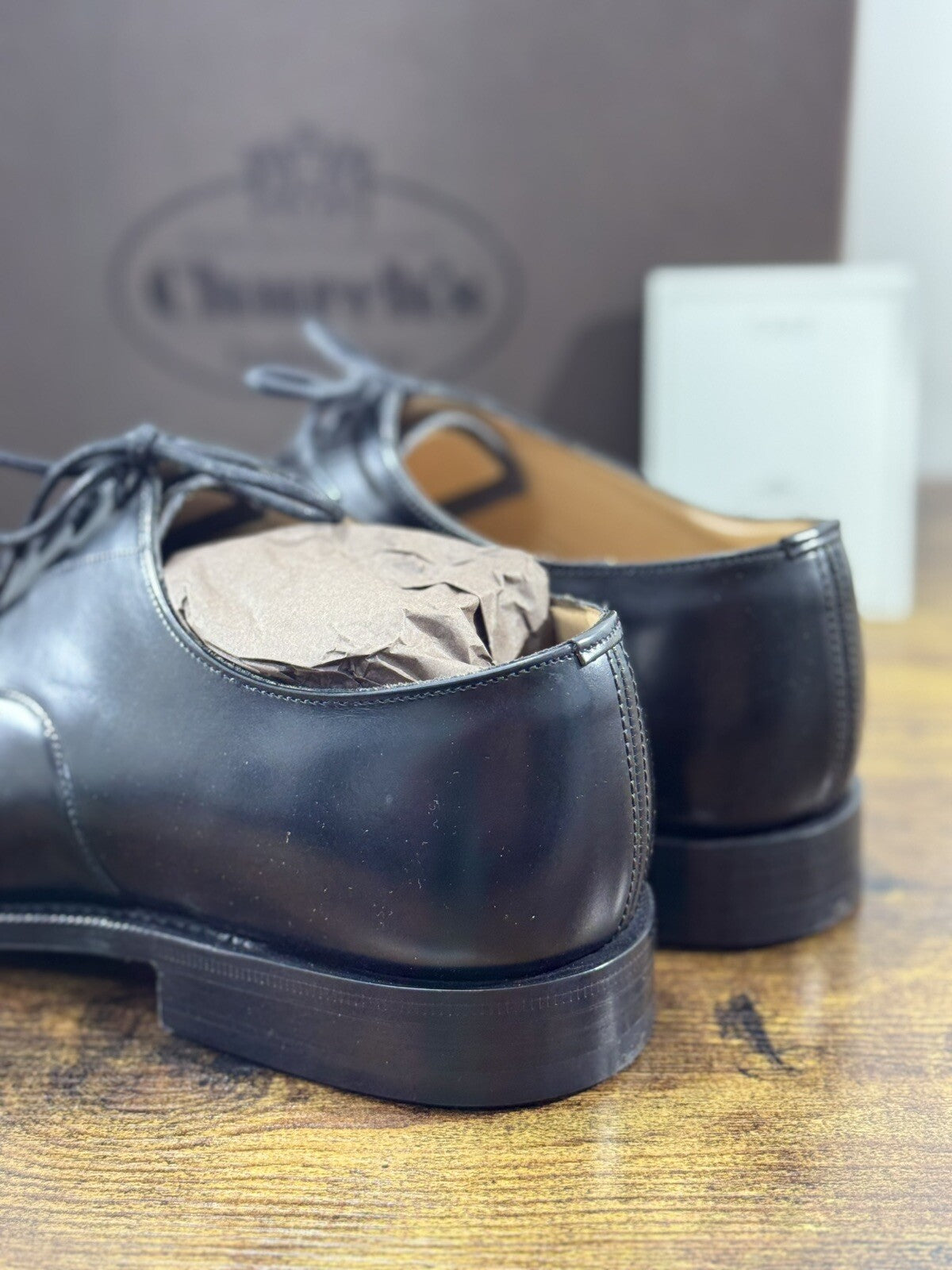Church’s Scarpa Uomo Consul Stringata Polish Binder Pelle Nera Custom Grade 40.5