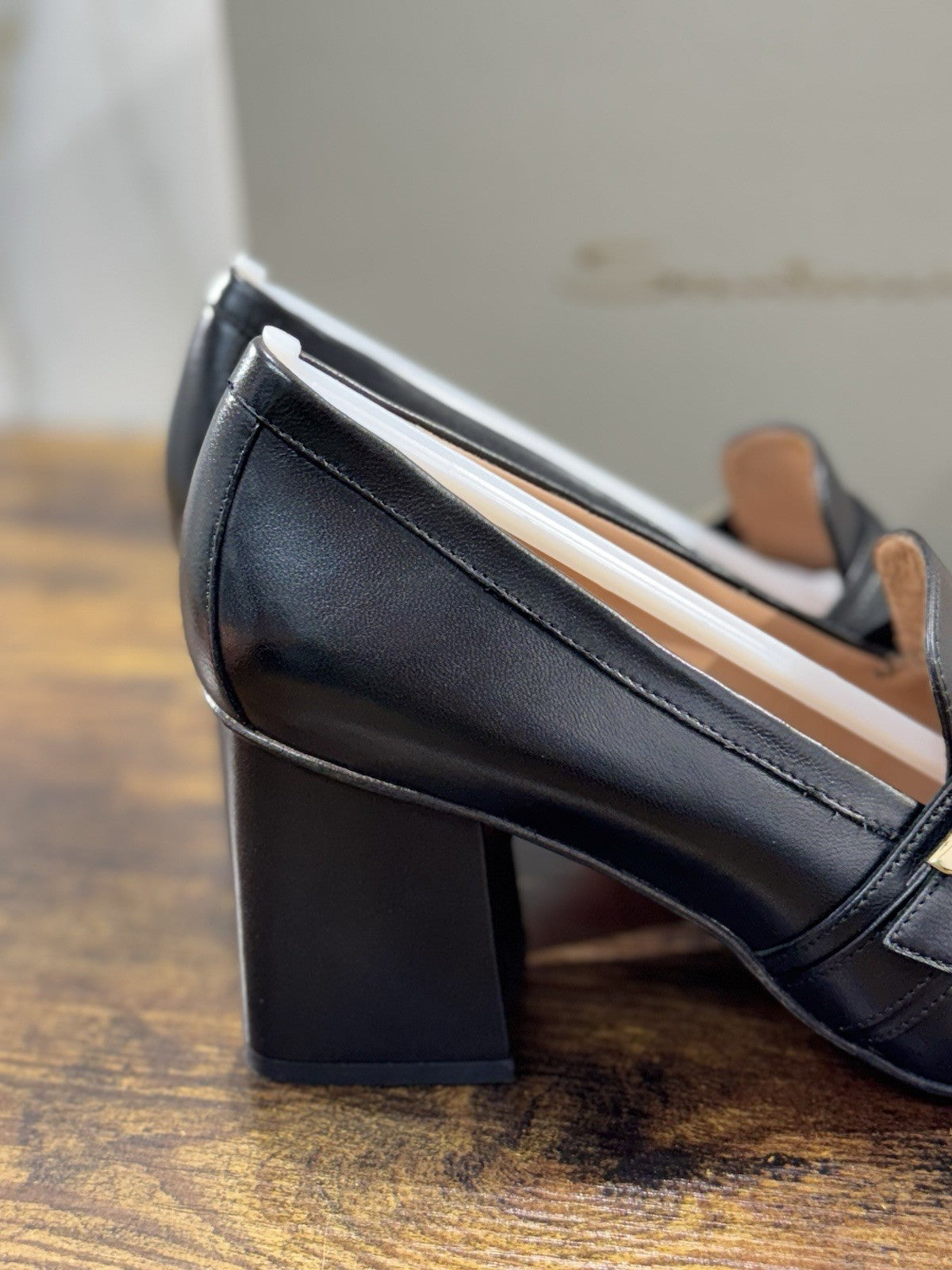 Santoni Mocassino Pelle Nero  Con Tacco Goodyear Luxury Santoni Donna 38.5