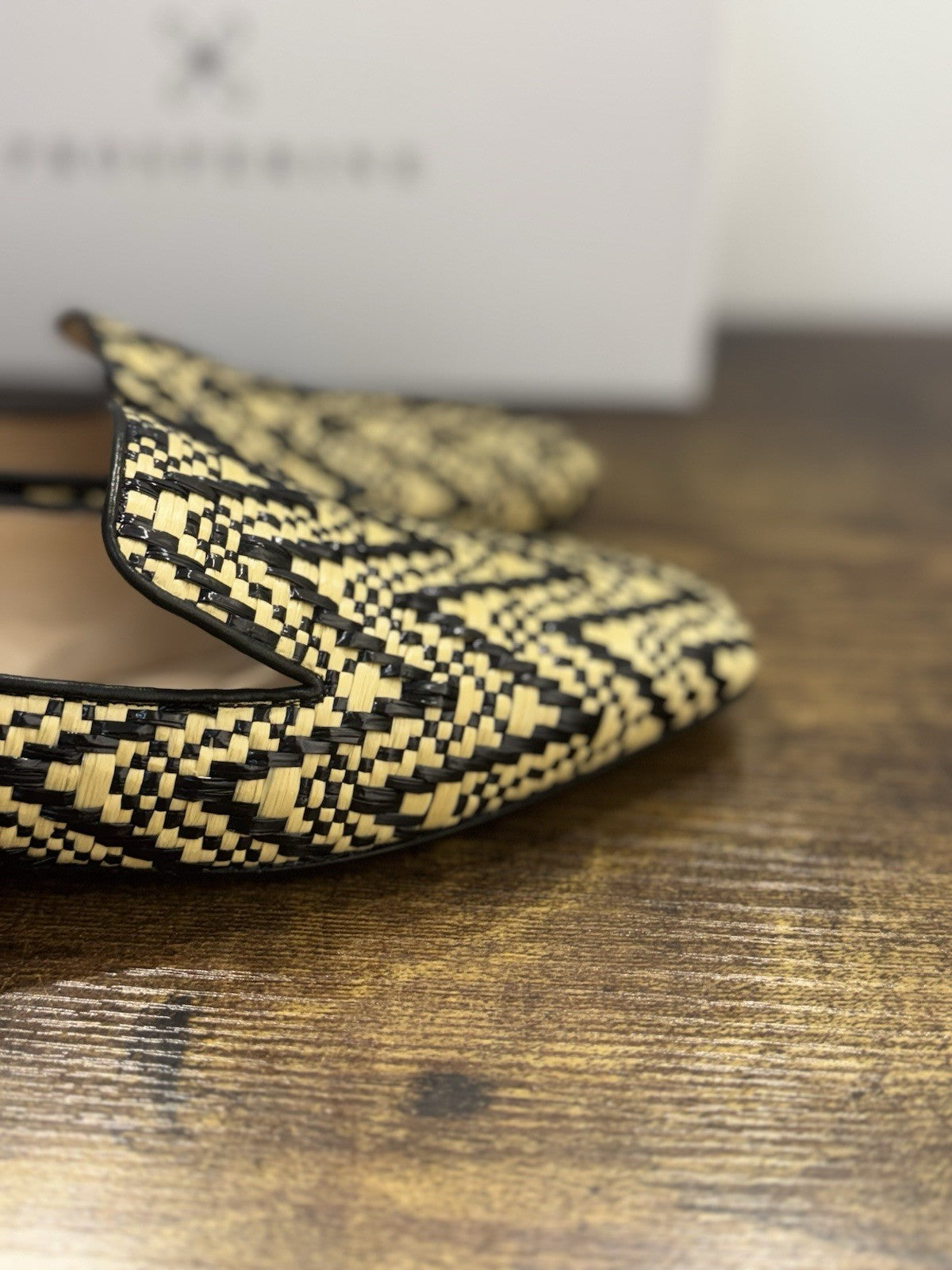 Prosperine Mocassino In Raffia Nero Beige Casual Flat Shoes Donna 38