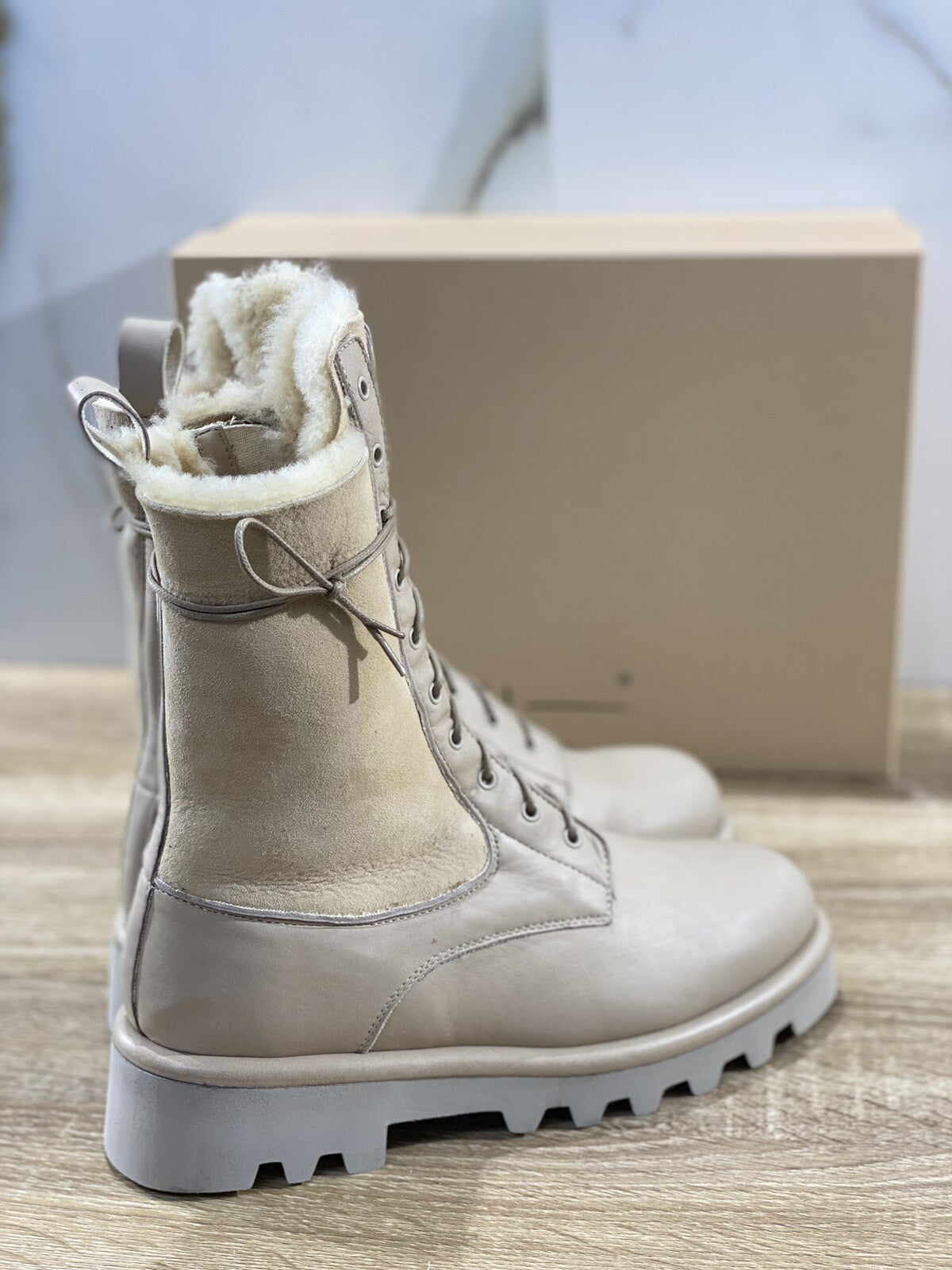 Lorena Paggi Anfibio donna 22254 pelle Suede Sabbia luxury boot Fur 42