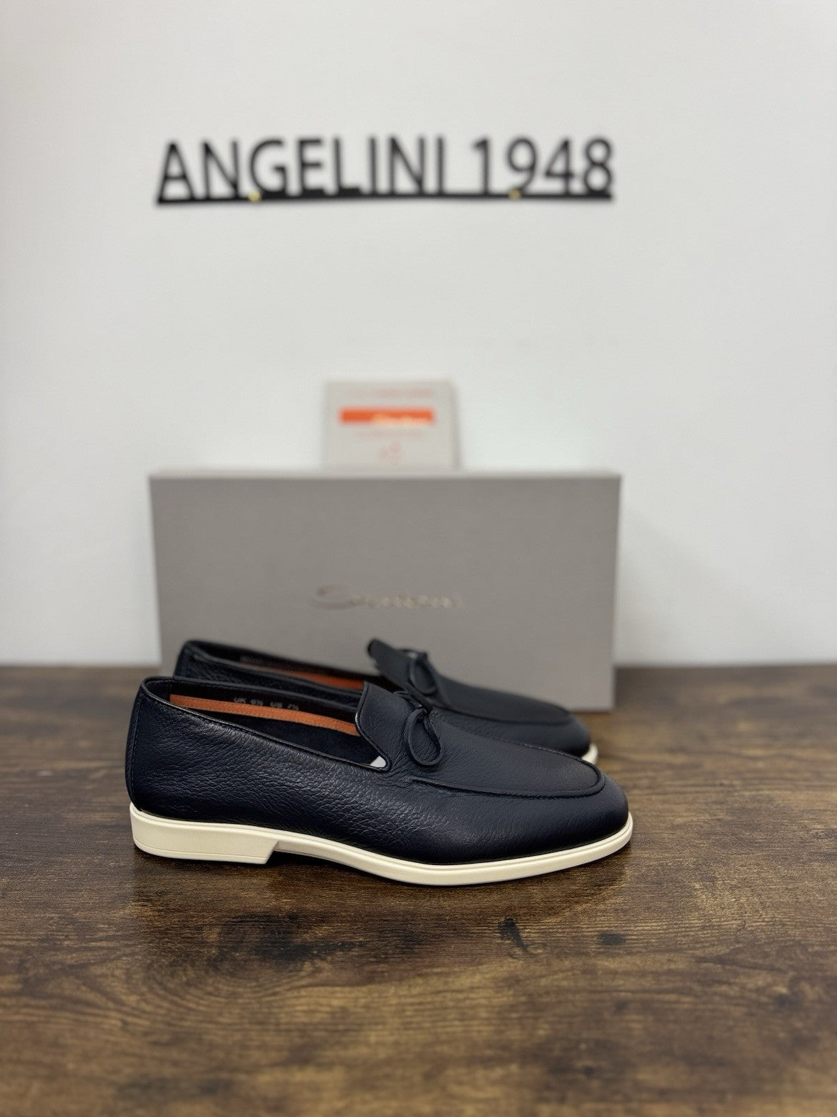 Santoni Mocassino Summer Walk  Pelle Cervo  Blu Luxury Santoni Uomo 40.5