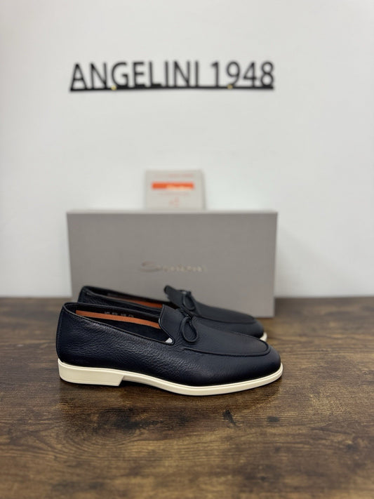 Santoni Mocassino Summer Walk  Pelle Cervo  Blu Luxury Santoni Uomo 40.5
