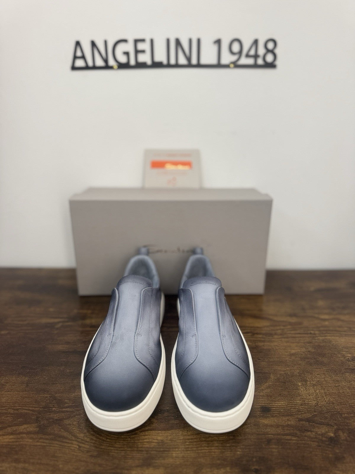 Santoni Slip On Suede Light Blue Casual Luxury Santoni Uomo 41