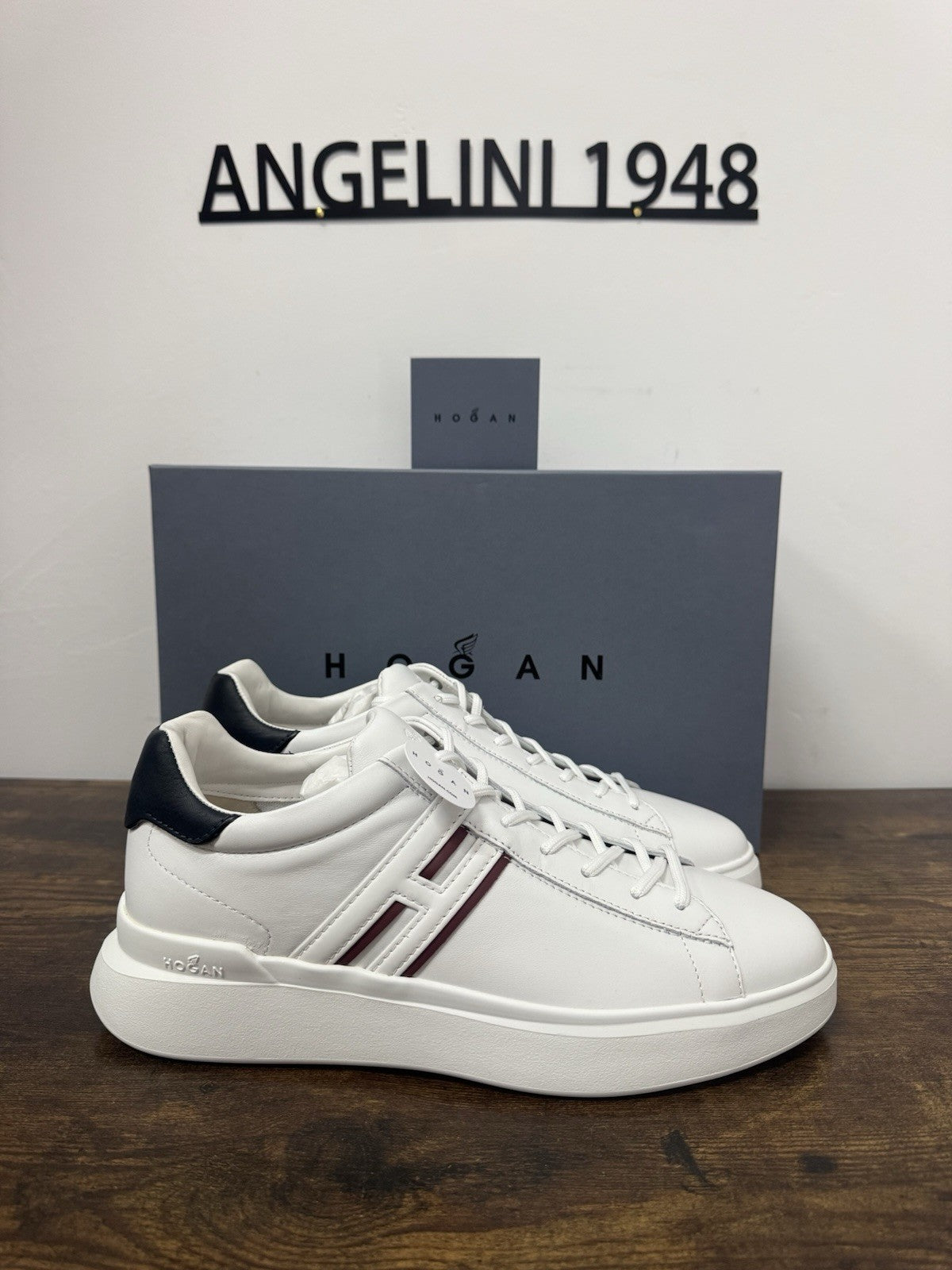 Hogan H580  sneaker Pelle Blu Bianco    memory foam Luxury HoganShoes Uomo 43