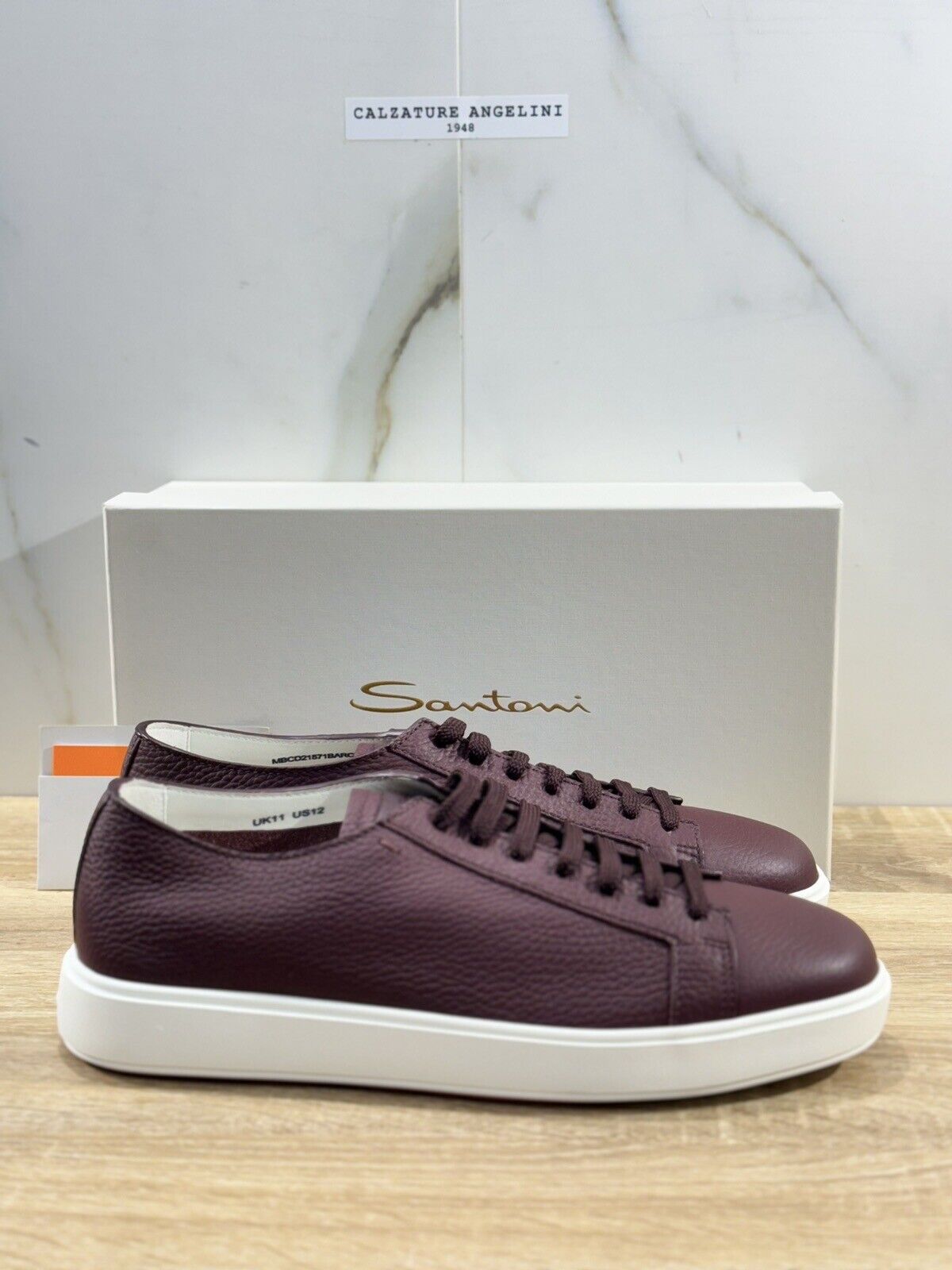 Santoni Sneaker Uomo Icon Pelle Bordo’  Luxury Men Santoni Shoes Icon 45