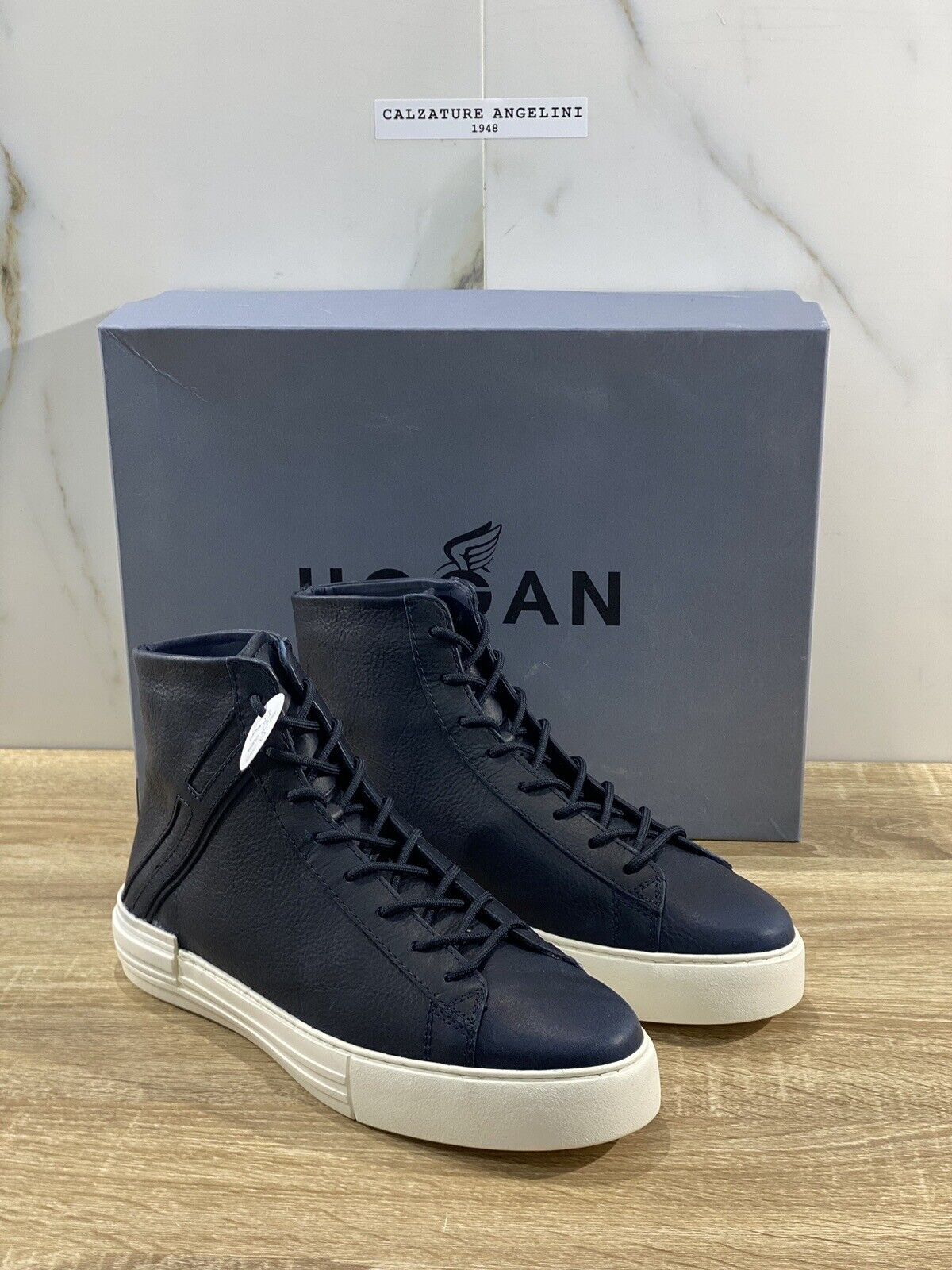 Hogan Hi Top Sneaker Uomo Pelle Blu Luxury Men Hogan Shoes Memory Foam 40